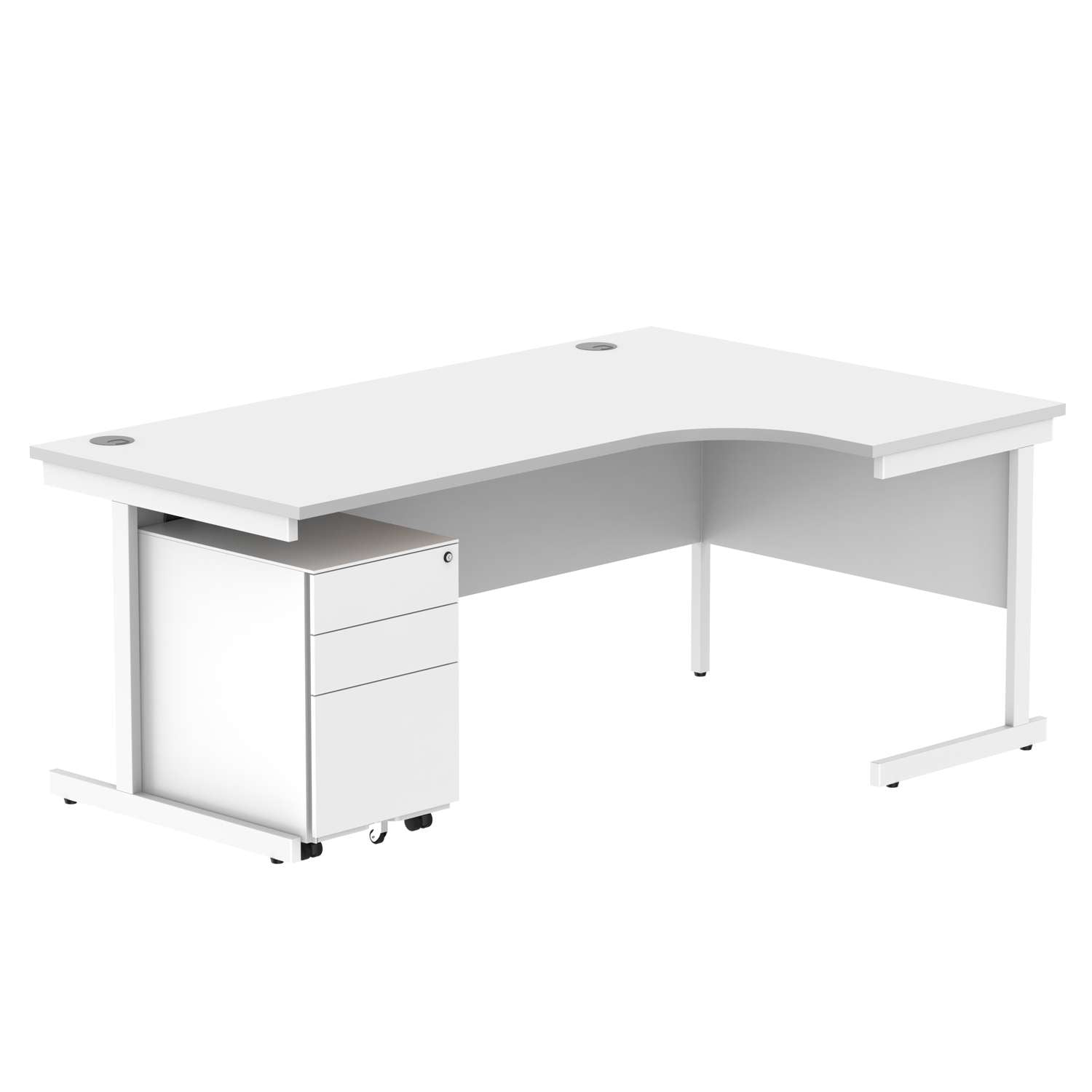 CORE Single Upright Right Hand Radial Desk + Under Desk Steel Pedestal 3 Drawers (FSC)