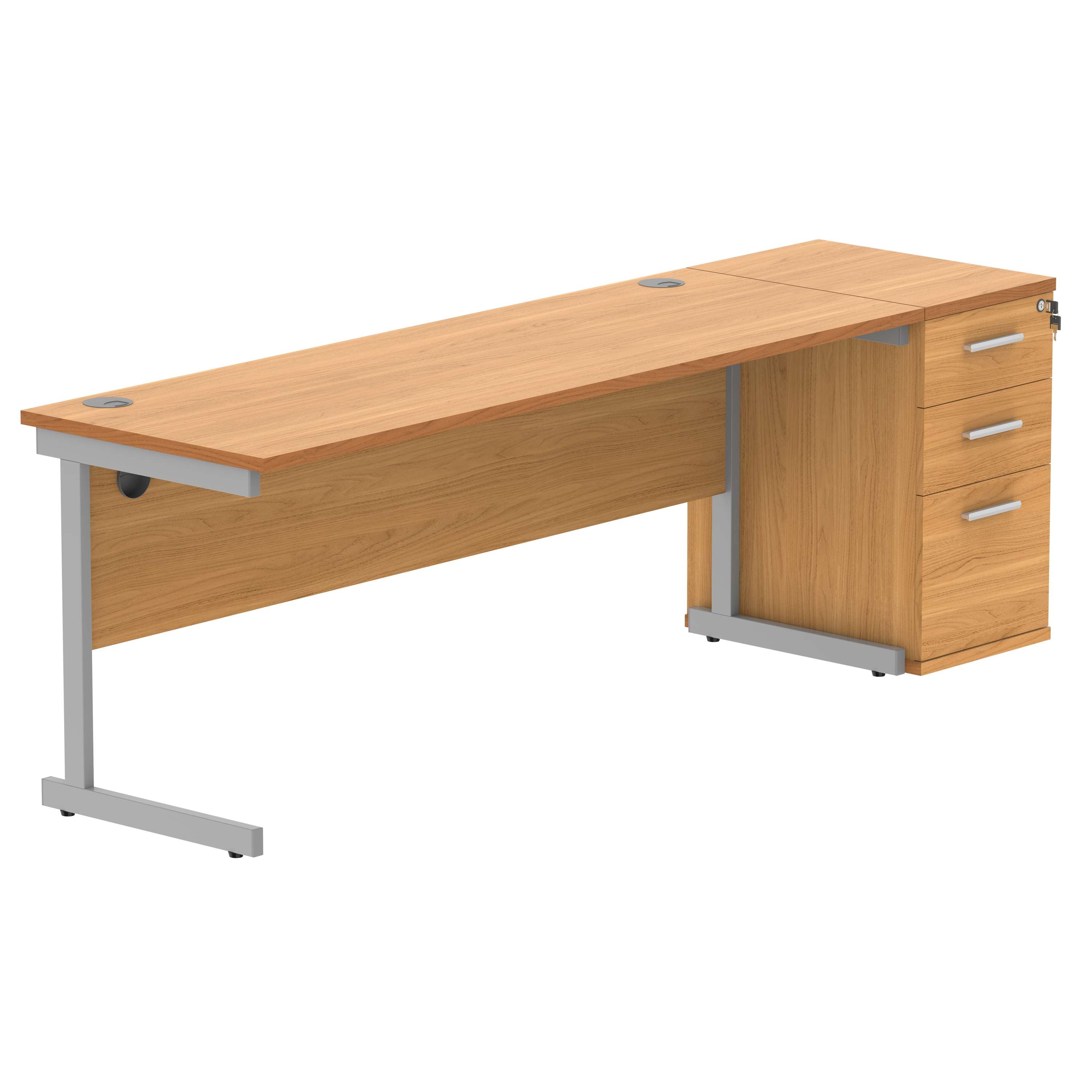 Single Upright Rectangular Desk + Desk High Pedestal (FSC)