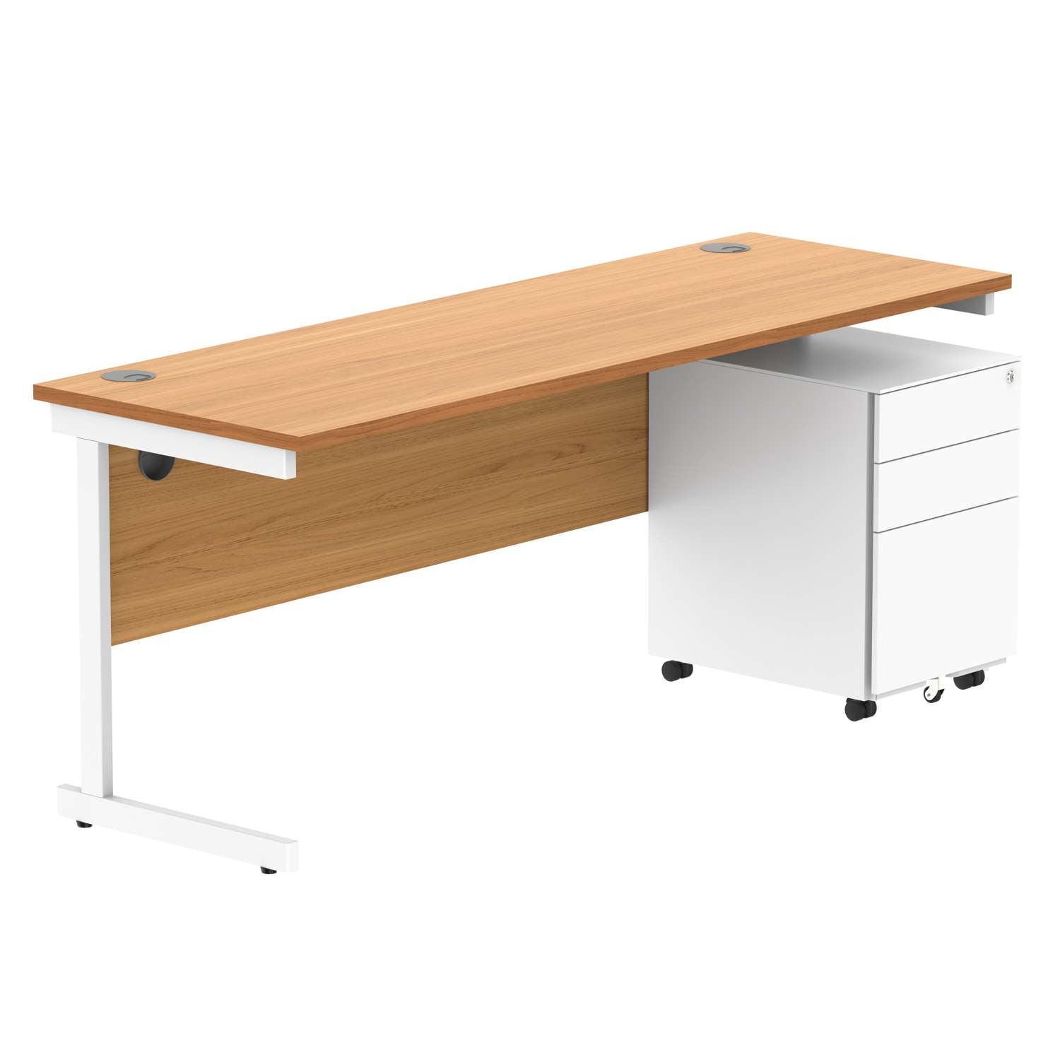 CORE Single Upright Rectangular Desk + Under Desk Steel Pedestal 3 Drawers (FSC)