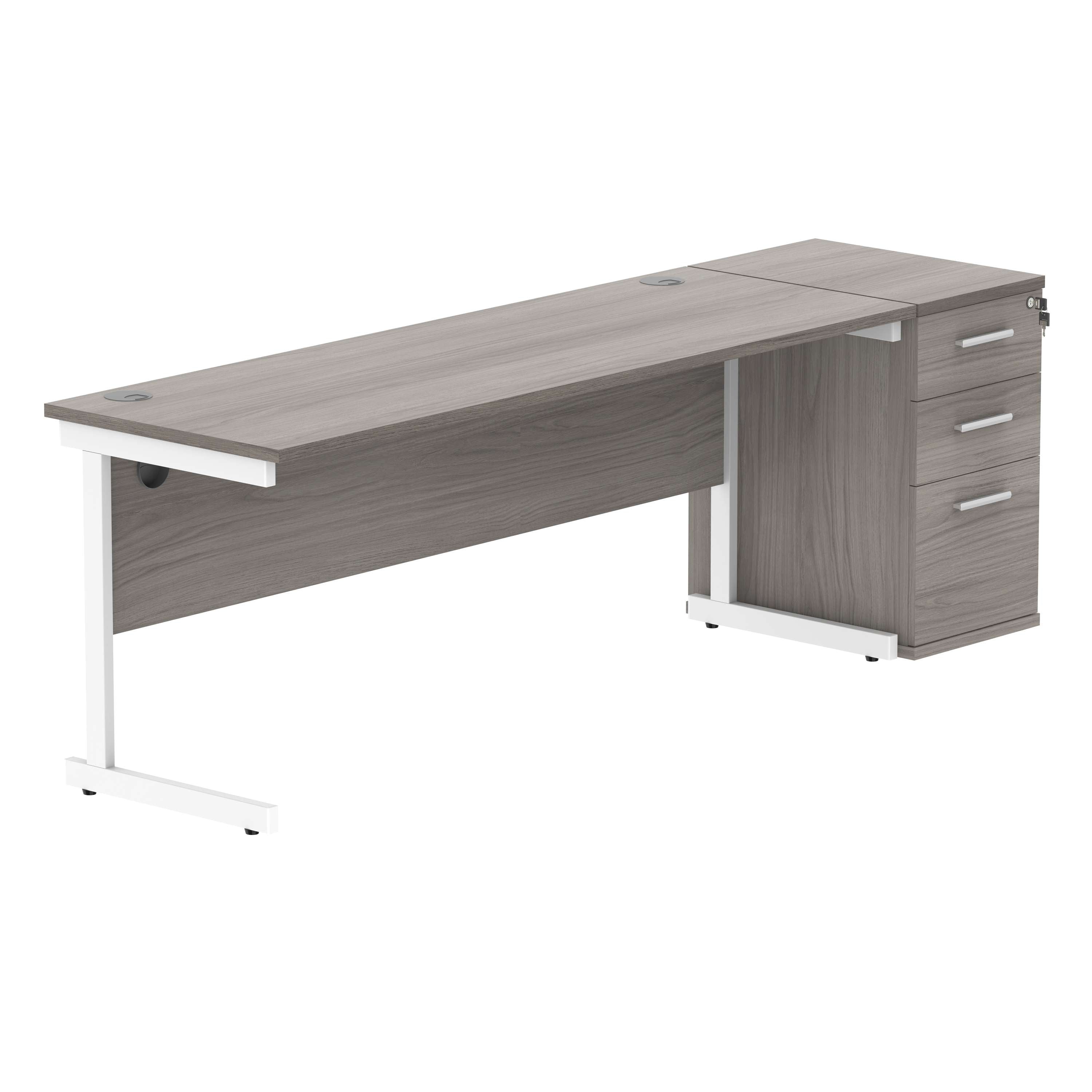 Single Upright Rectangular Desk + Desk High Pedestal (FSC)