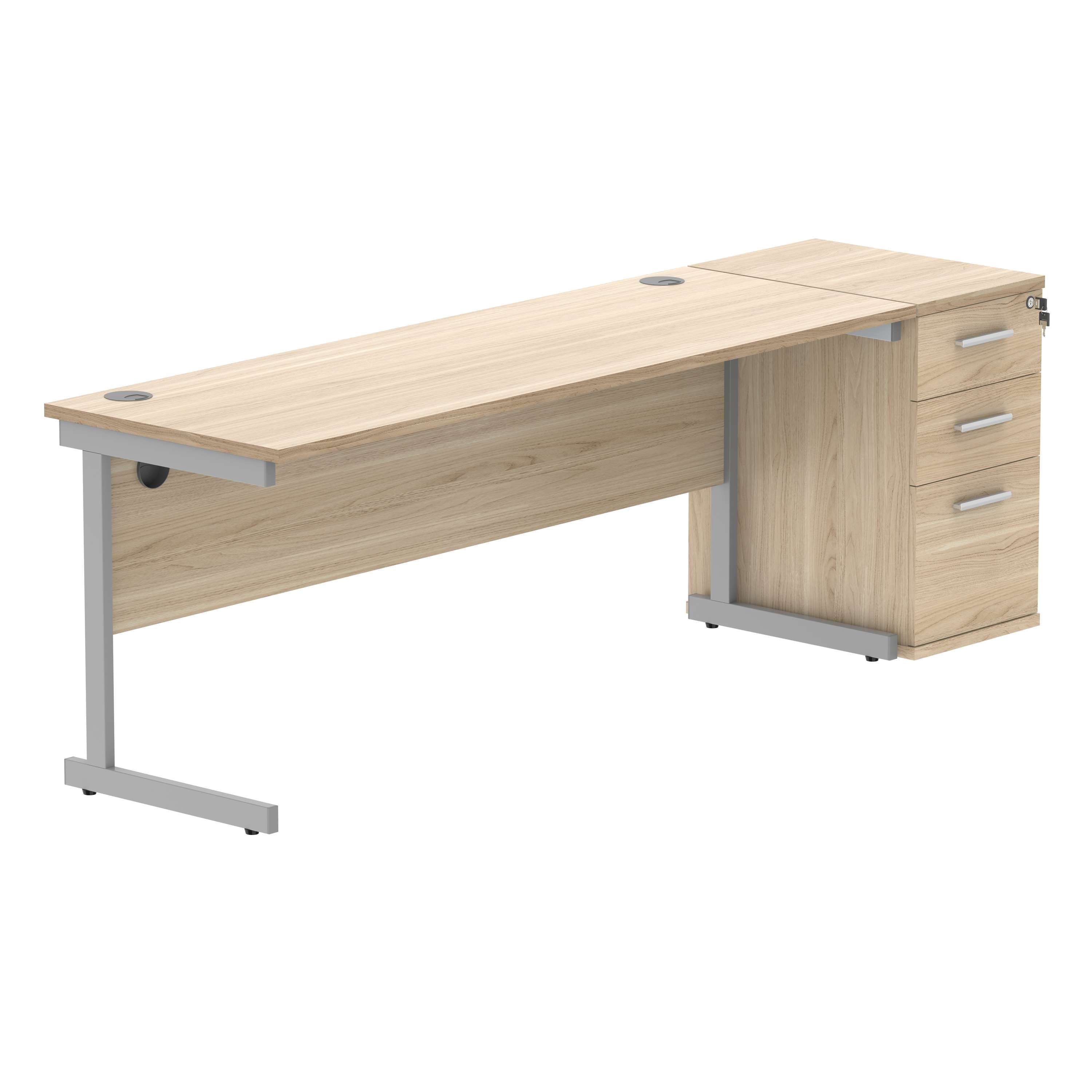 Single Upright Rectangular Desk + Desk High Pedestal (FSC)