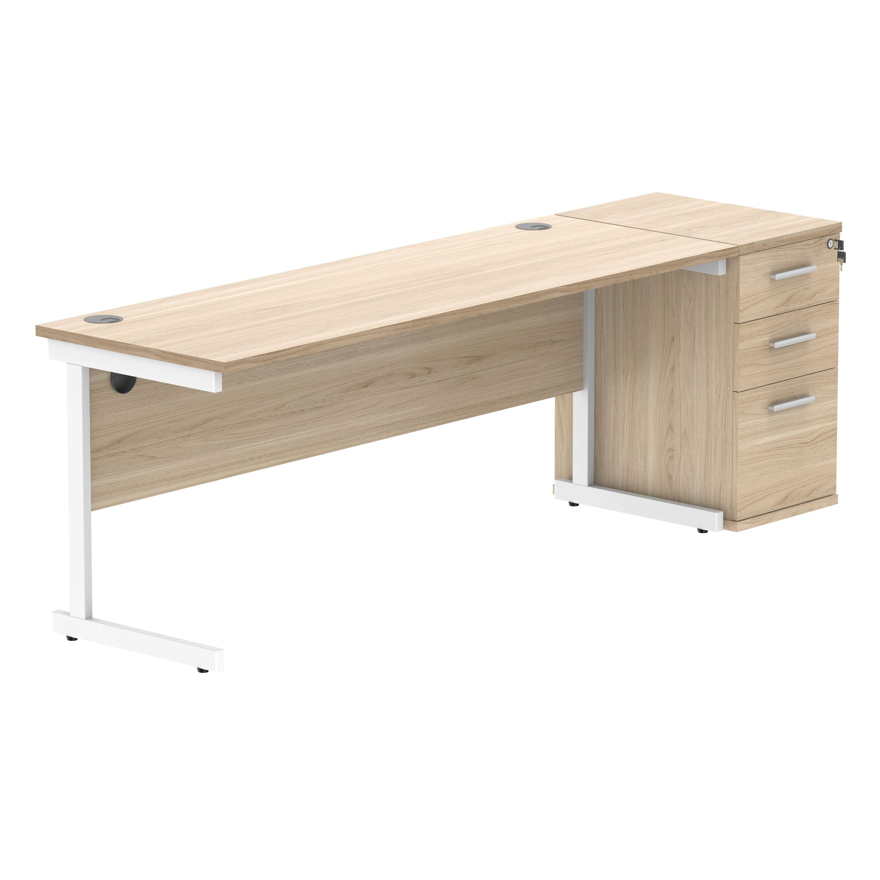 Single Upright Rectangular Desk + Desk High Pedestal (FSC)