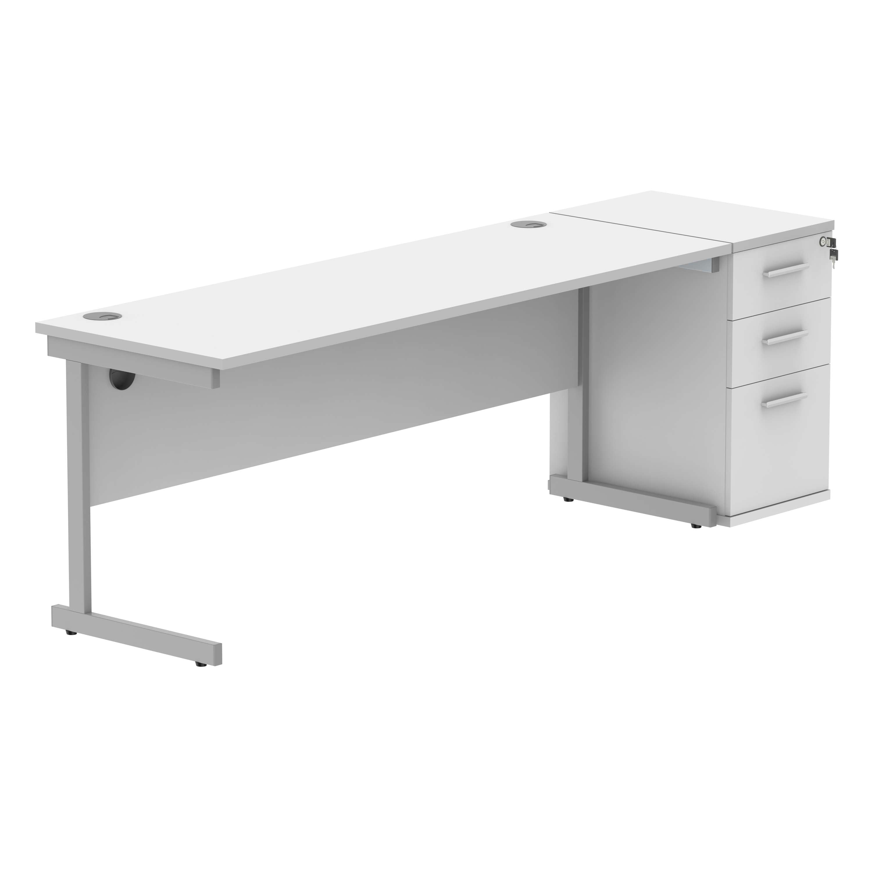 Single Upright Rectangular Desk + Desk High Pedestal (FSC)