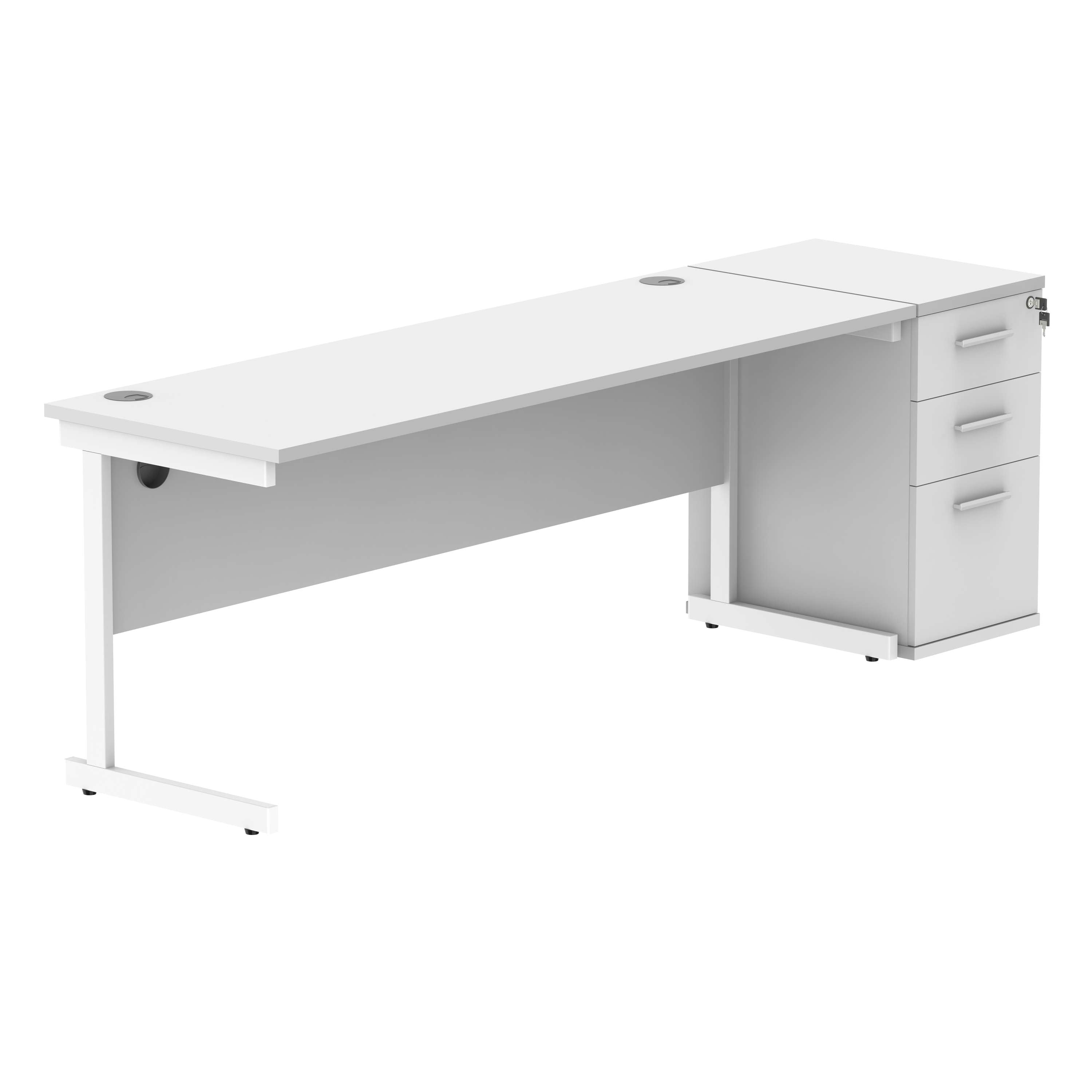 Single Upright Rectangular Desk + Desk High Pedestal (FSC)