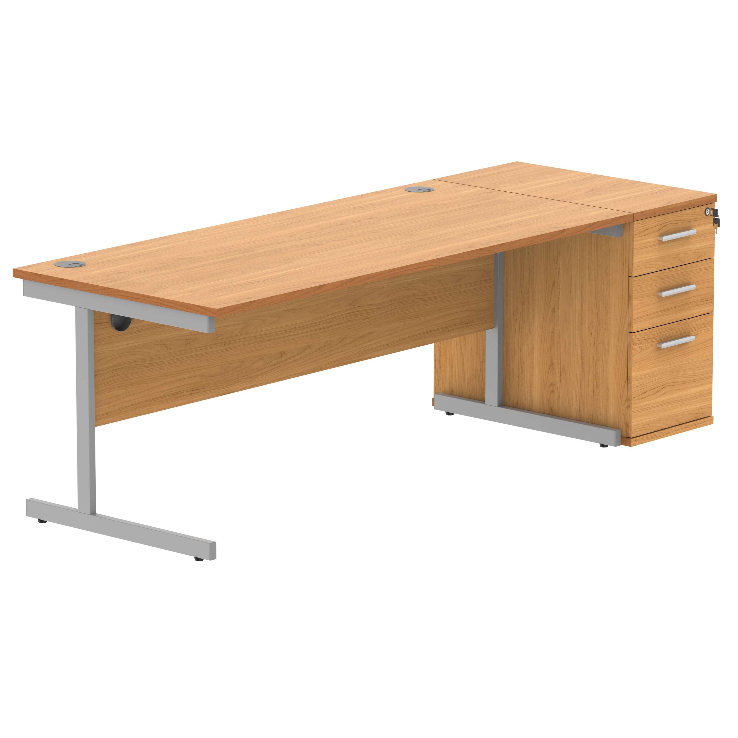 Single Upright Rectangular Desk + Desk High Pedestal (FSC)