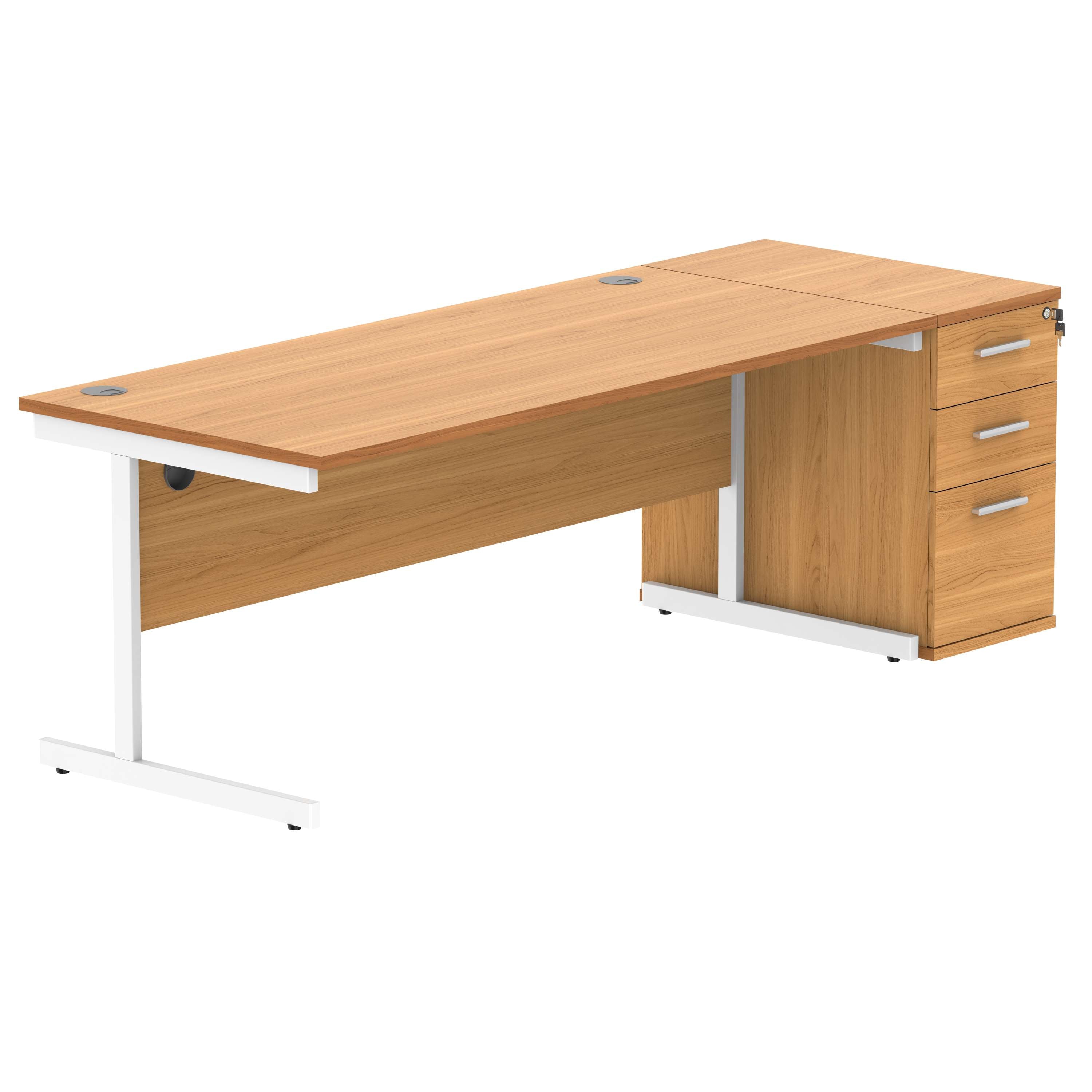 Single Upright Rectangular Desk + Desk High Pedestal (FSC)