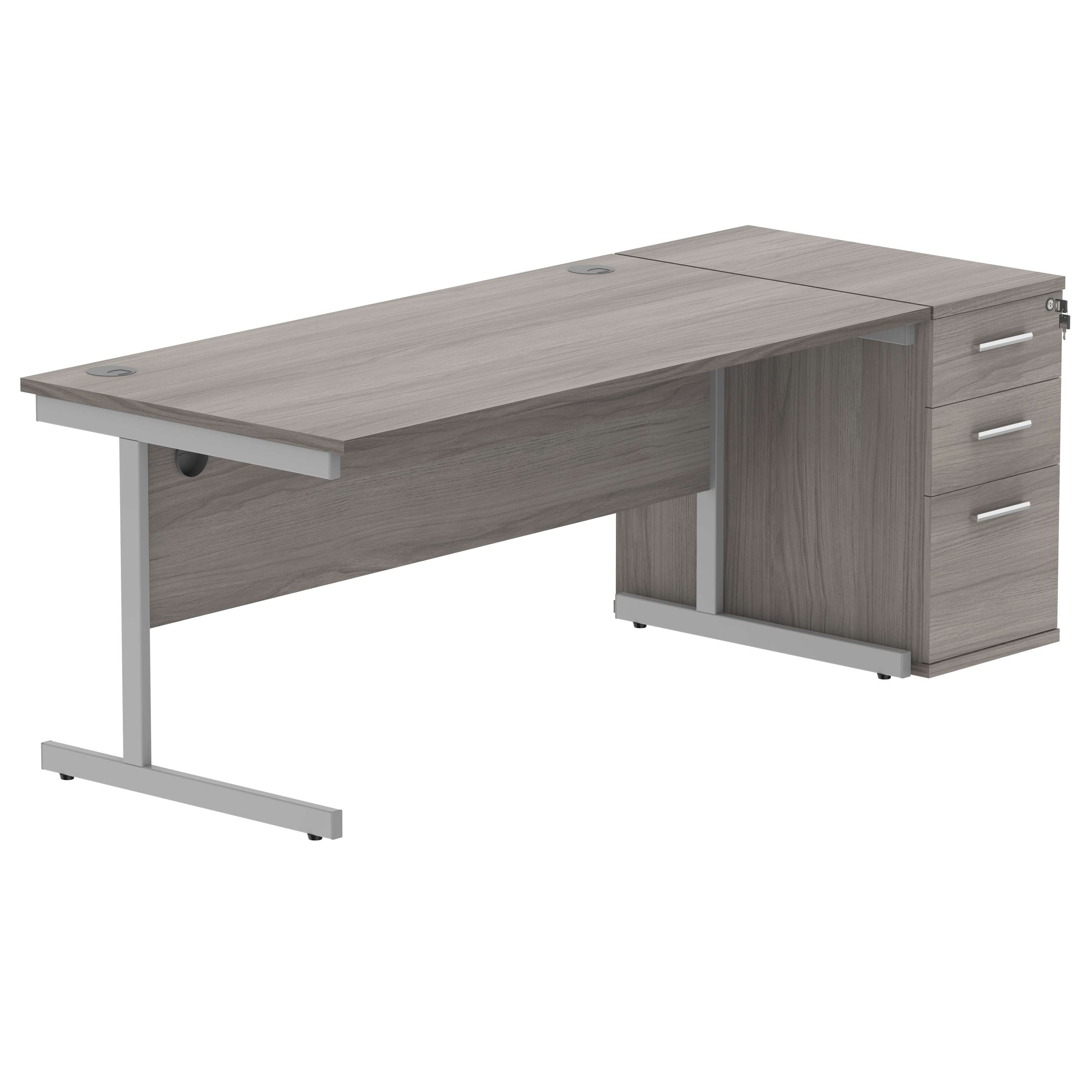 Single Upright Rectangular Desk + Desk High Pedestal (FSC)