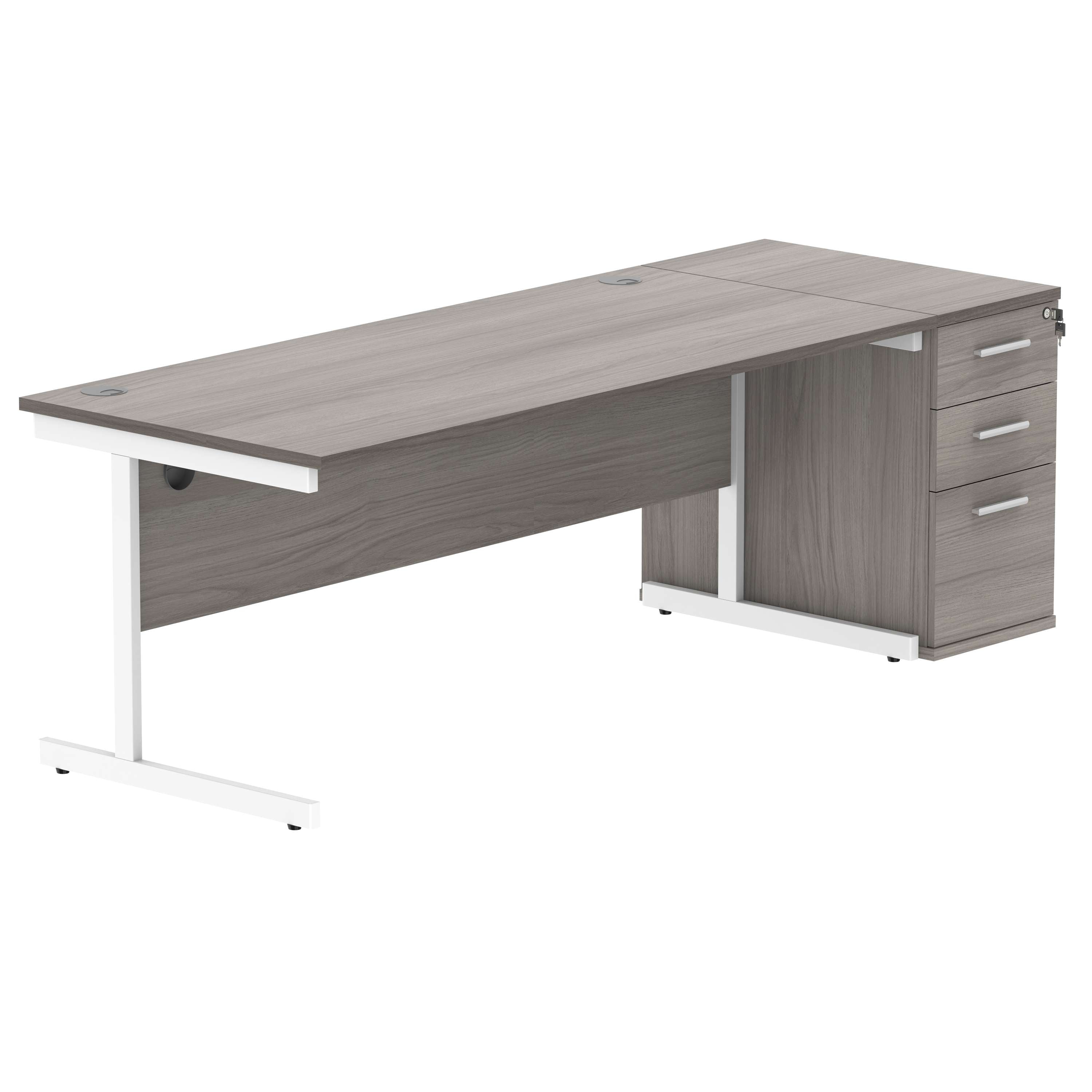 Single Upright Rectangular Desk + Desk High Pedestal (FSC)