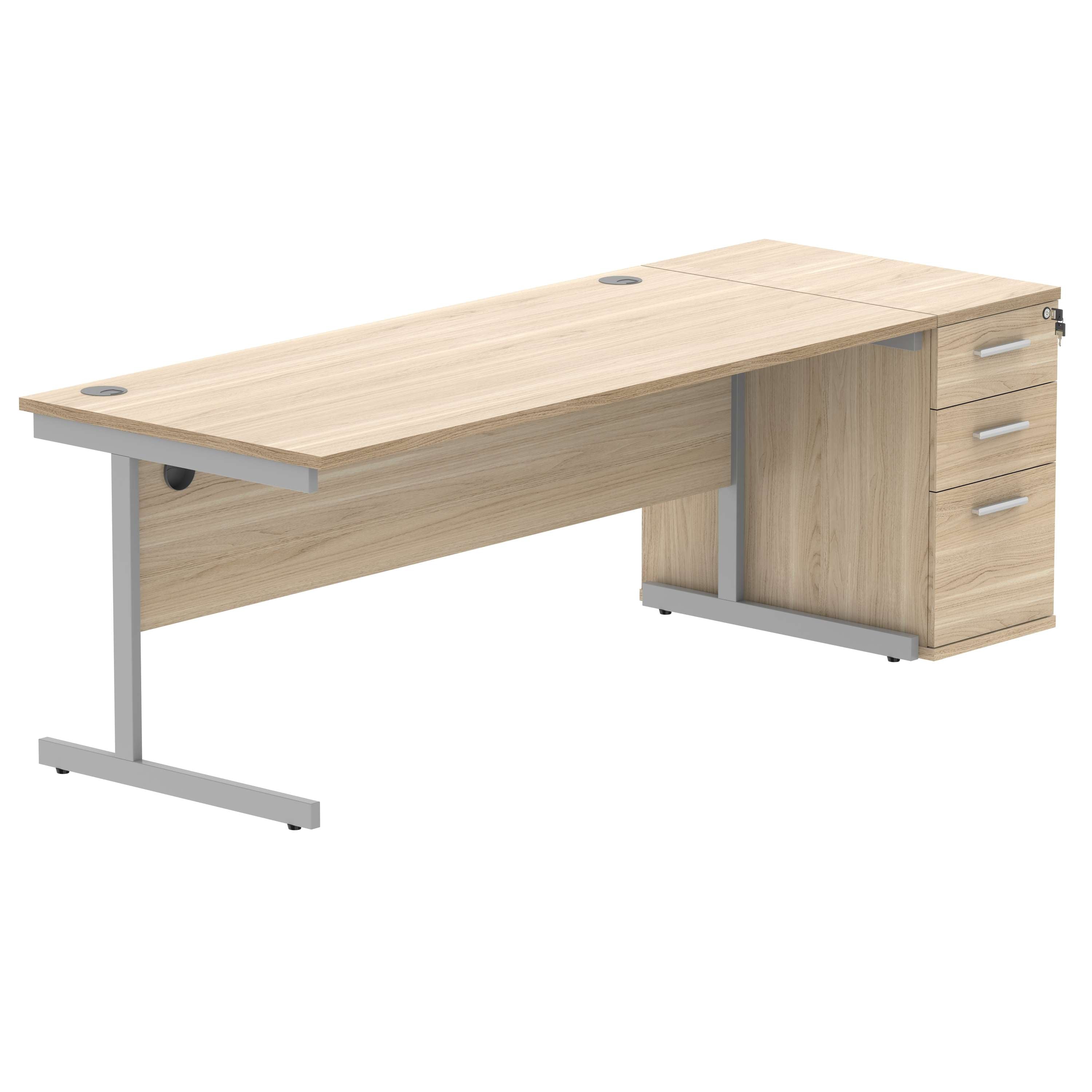 Single Upright Rectangular Desk + Desk High Pedestal (FSC)