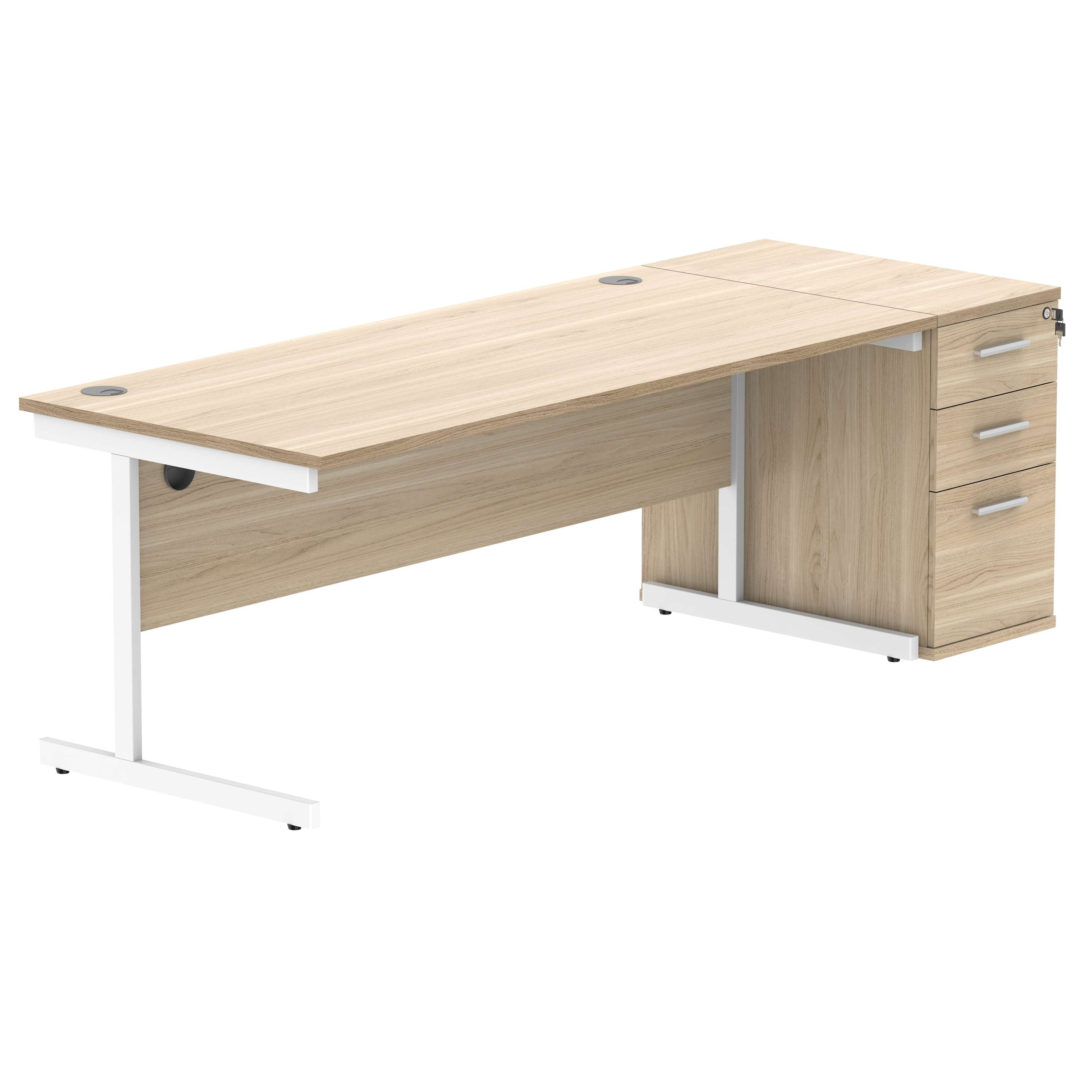 Single Upright Rectangular Desk + Desk High Pedestal (FSC)