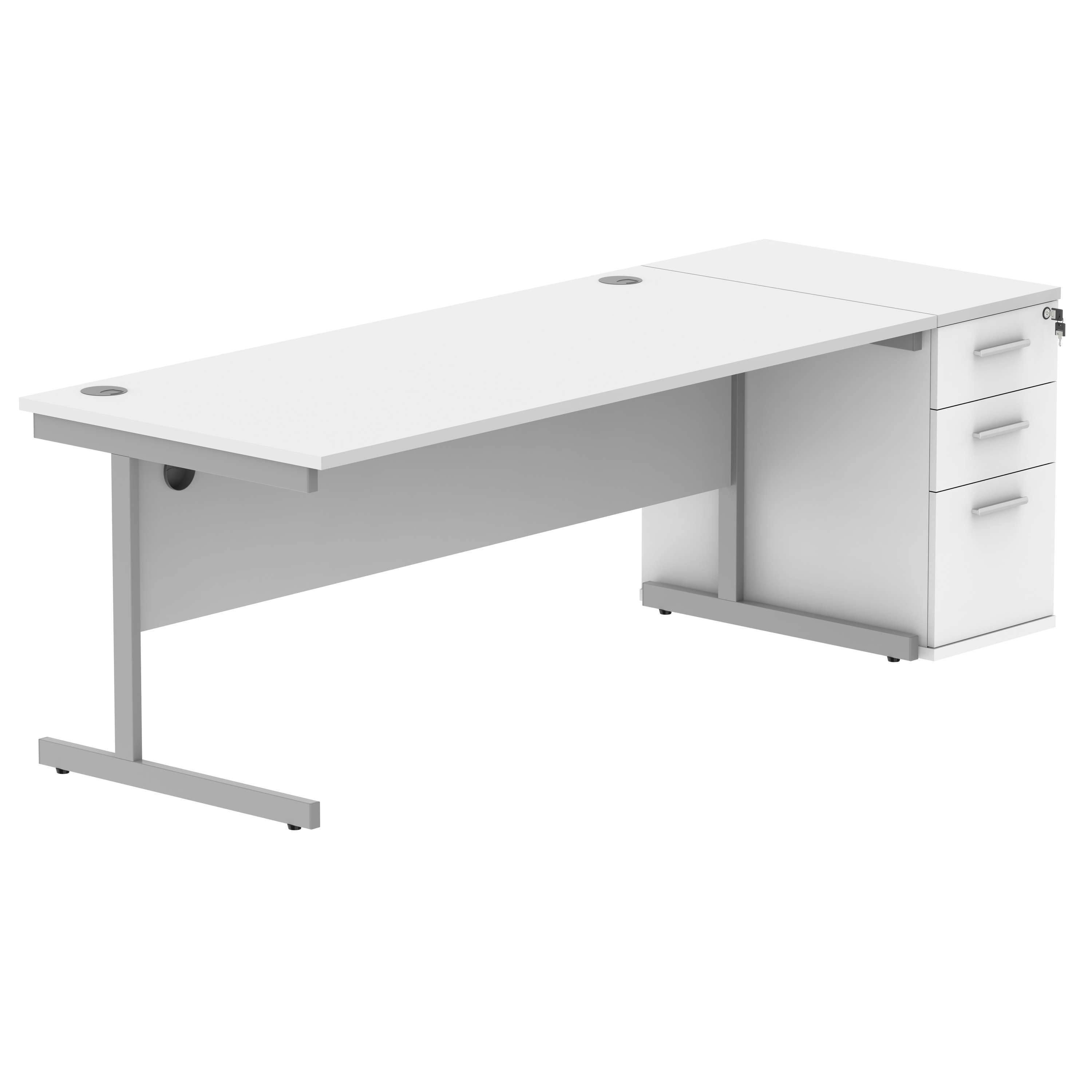 Single Upright Rectangular Desk + Desk High Pedestal (FSC)