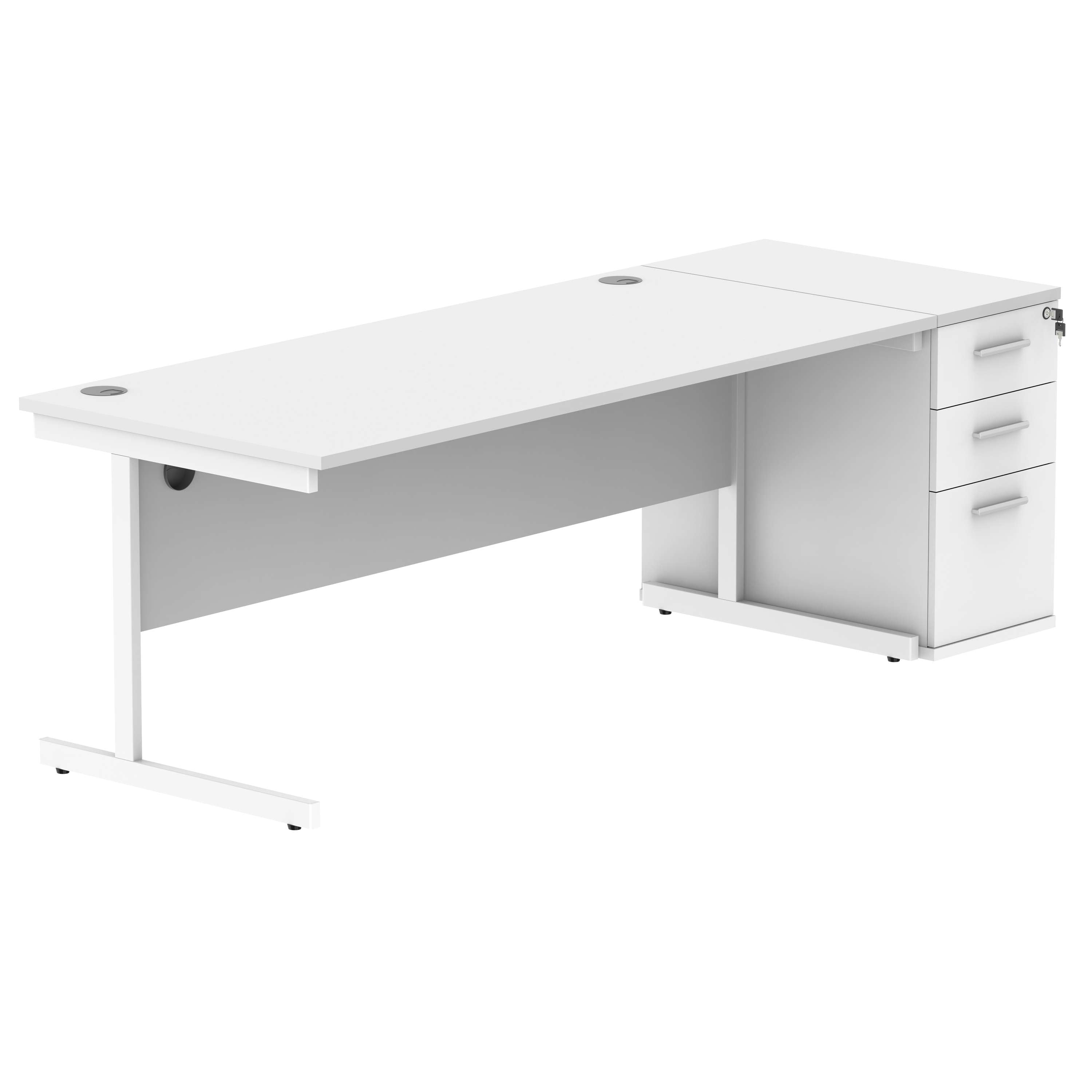 Single Upright Rectangular Desk + Desk High Pedestal (FSC)