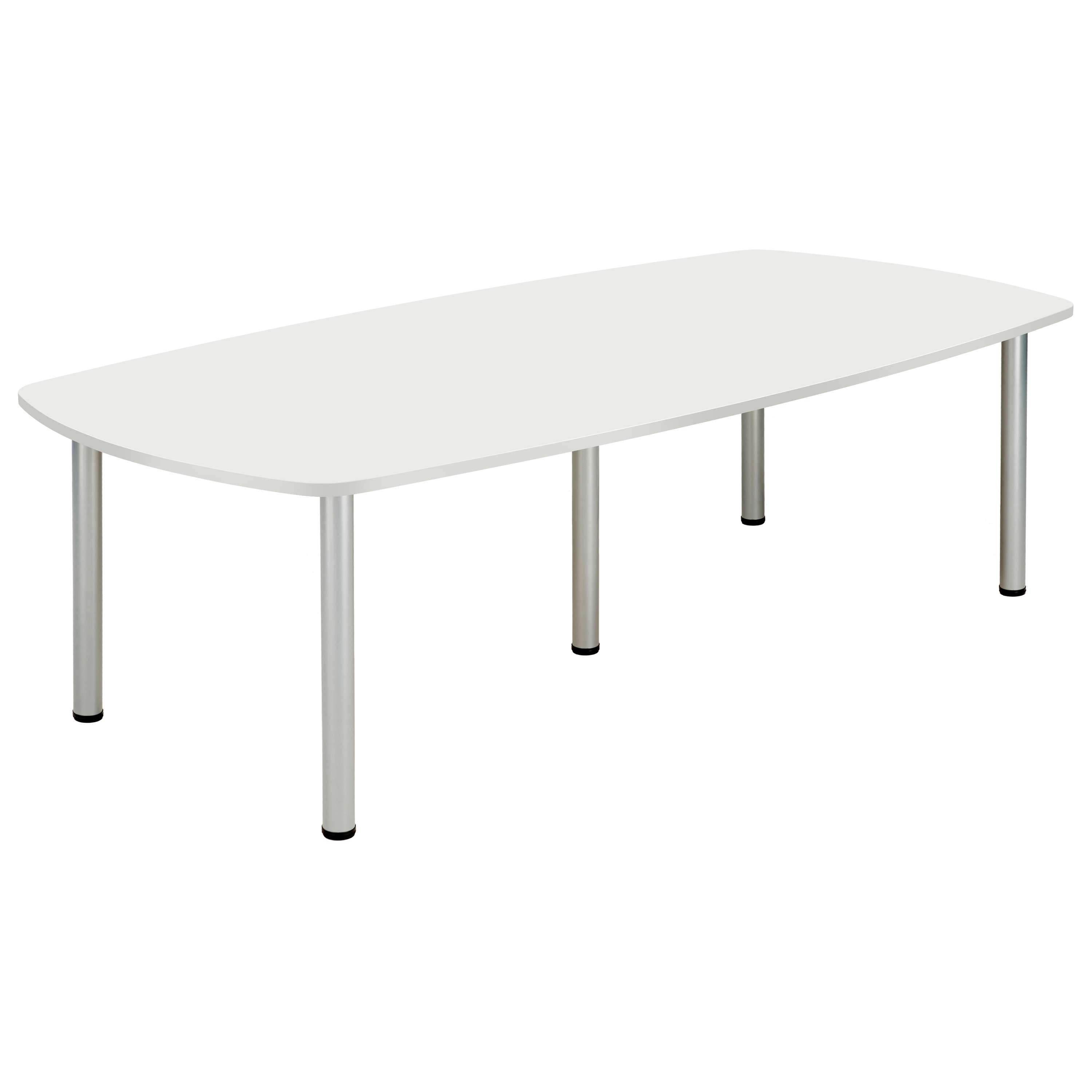 Core Pole Leg Barrel Shaped Meeting Table (Fsc) | 2400X1000 |  Arctic White