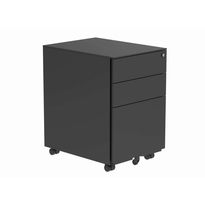 Steel Mobile Under Desk Office Storage Unit – 3 Drawers / Black