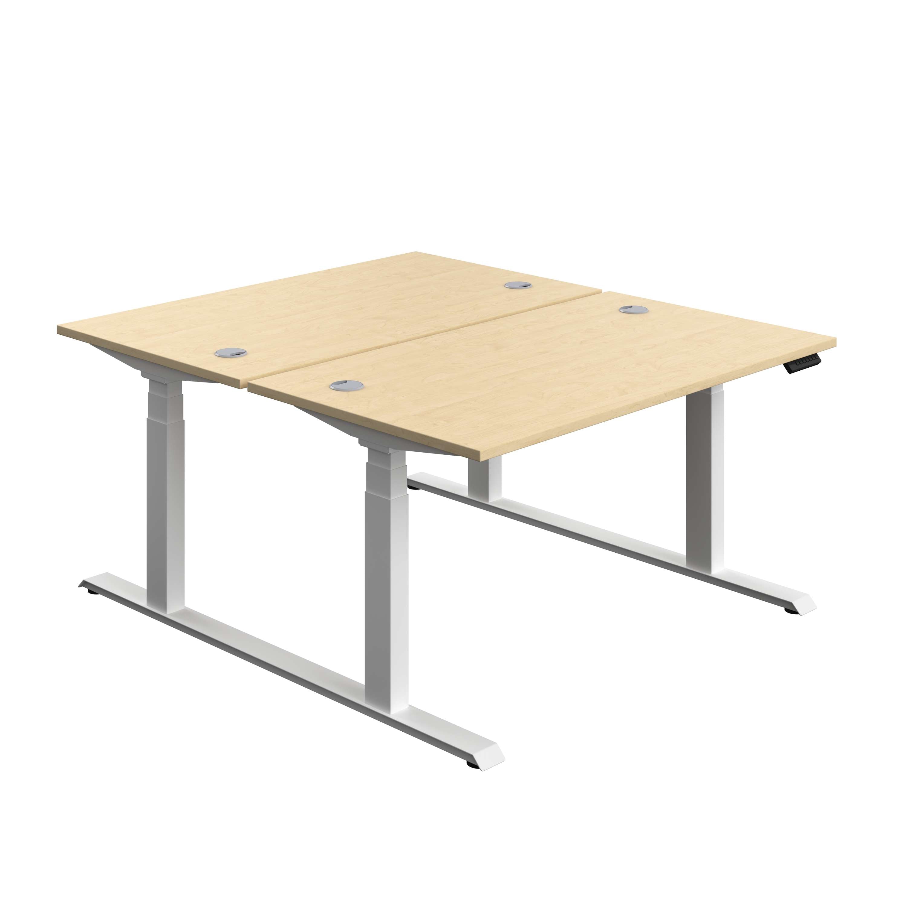 Economy Back To Back Sit Stand Desk (FSC) | 1400 X 800 | Maple/White