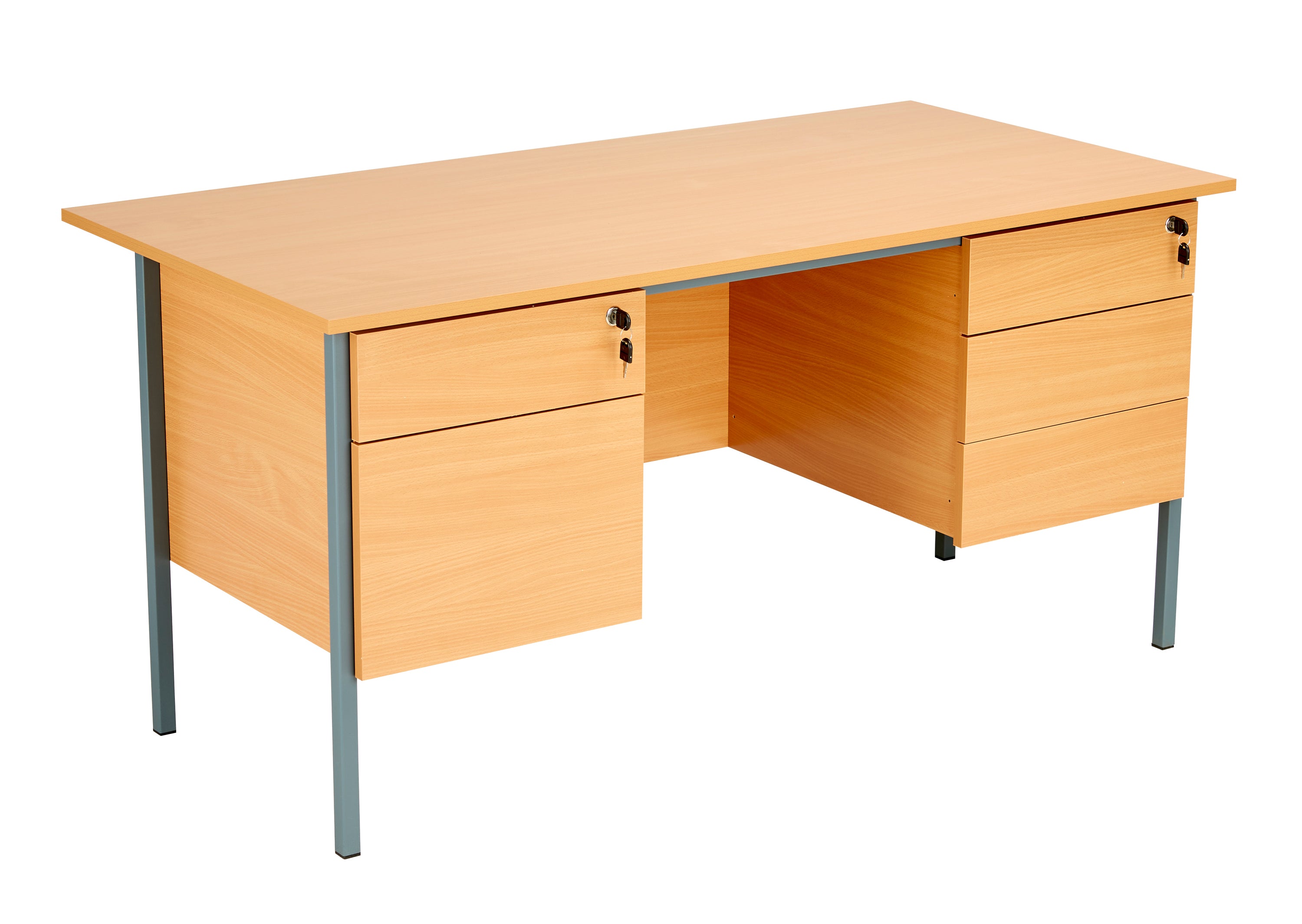 Eco 18 Rectangular Desk with 2 Drawer and 3 Drawer Pedestal