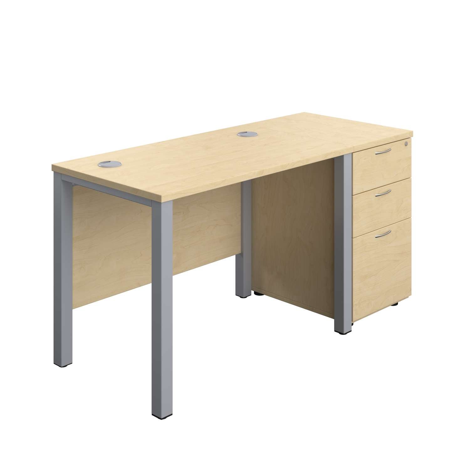 Goal Post Rectangular Desk + 3 Drawer Desk High Pedestal (FSC)