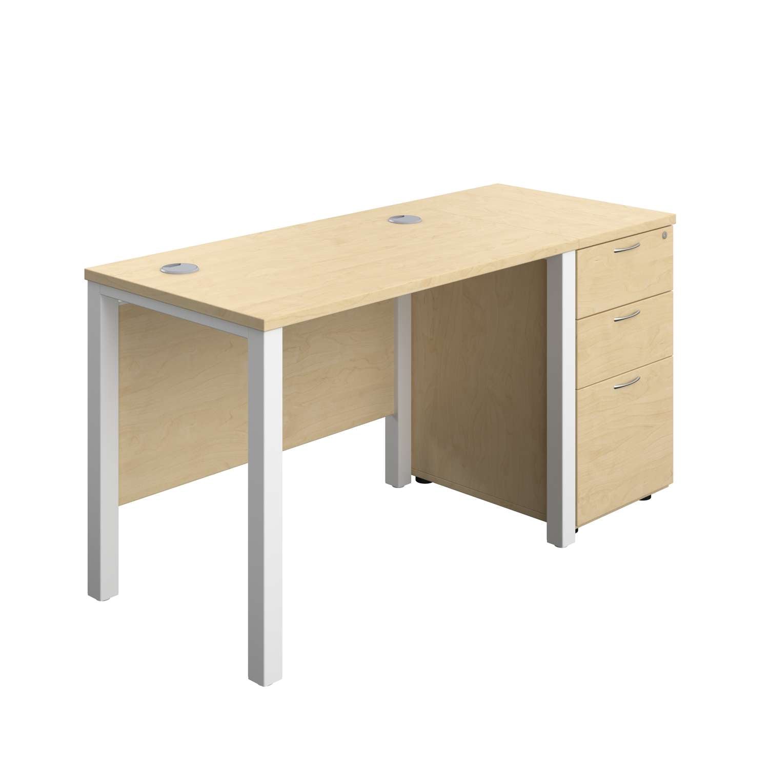 Goal Post Rectangular Desk + 3 Drawer Desk High Pedestal (FSC)