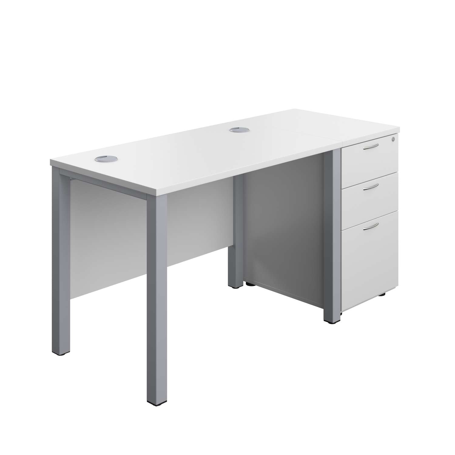 Goal Post Rectangular Desk + 3 Drawer Desk High Pedestal (FSC)