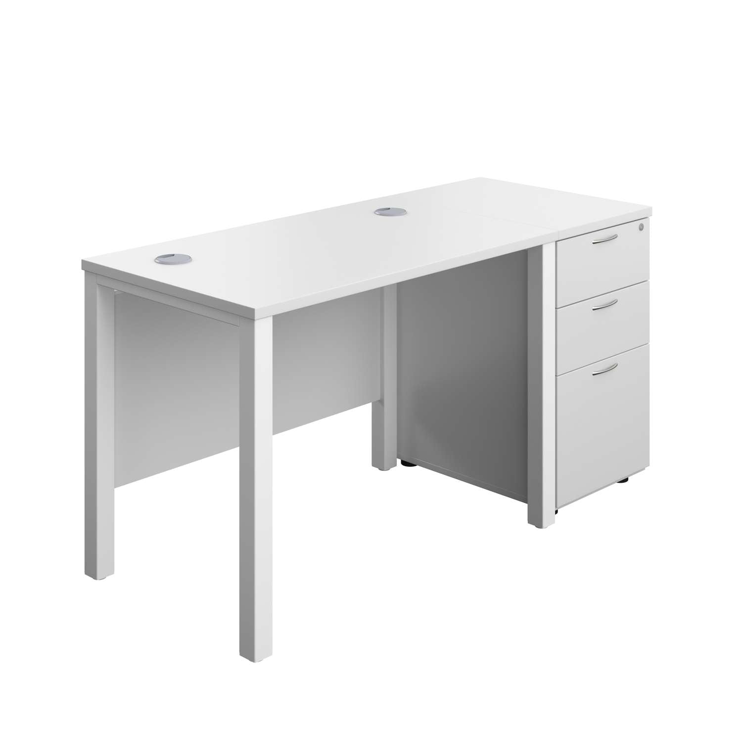 Goal Post Rectangular Desk + 3 Drawer Desk High Pedestal (FSC)