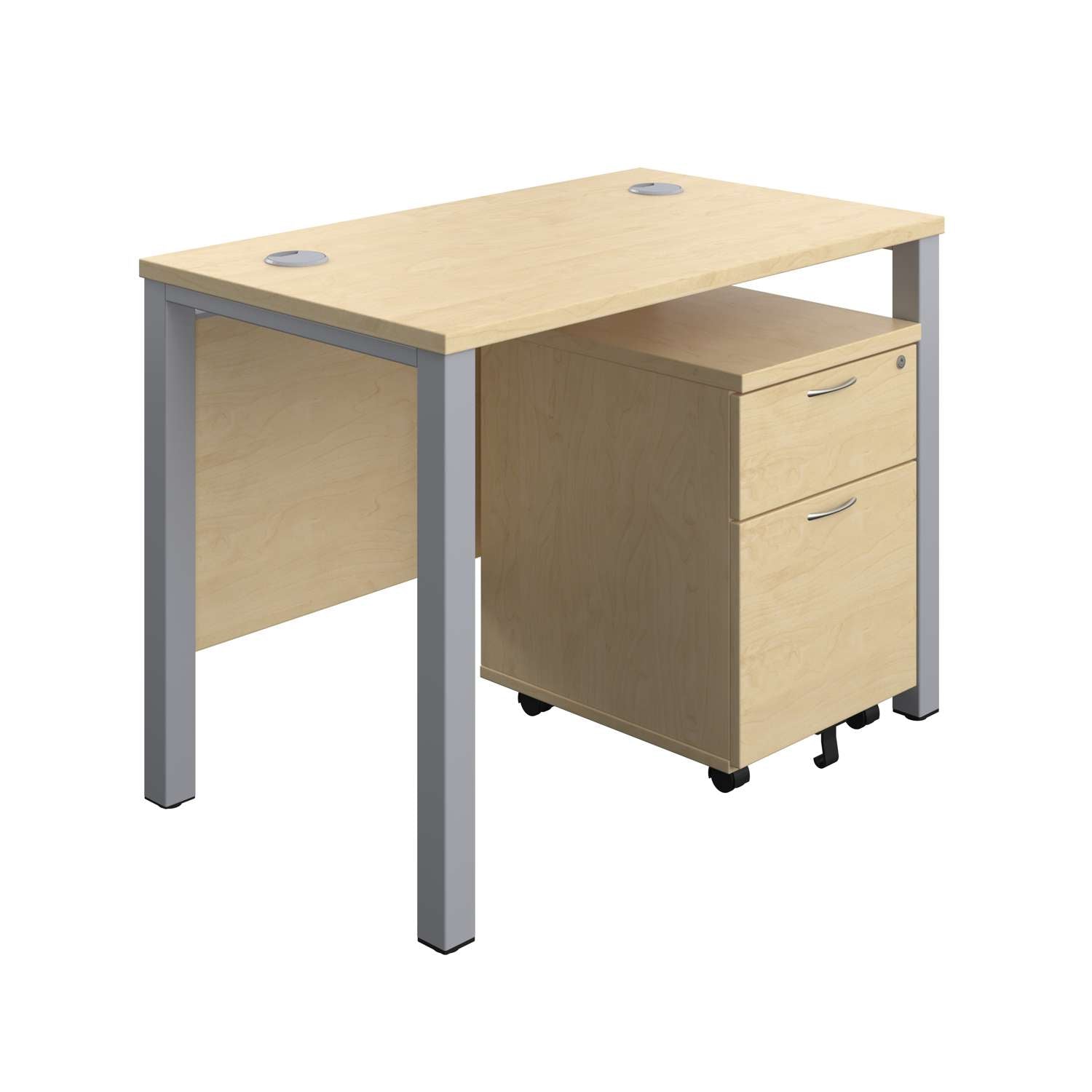 Goal Post Rectangular Desk + 2 Drawer Mobile Pedestal (FSC)