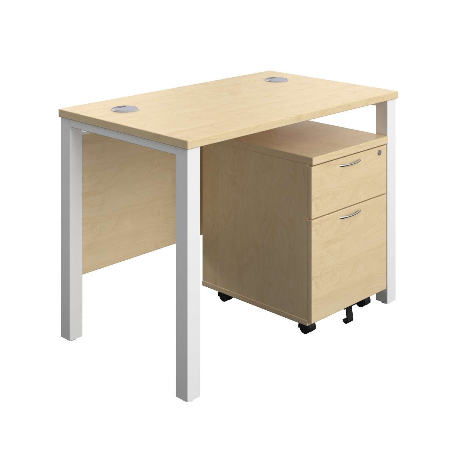 Goal Post Rectangular Desk + 2 Drawer Mobile Pedestal (FSC)