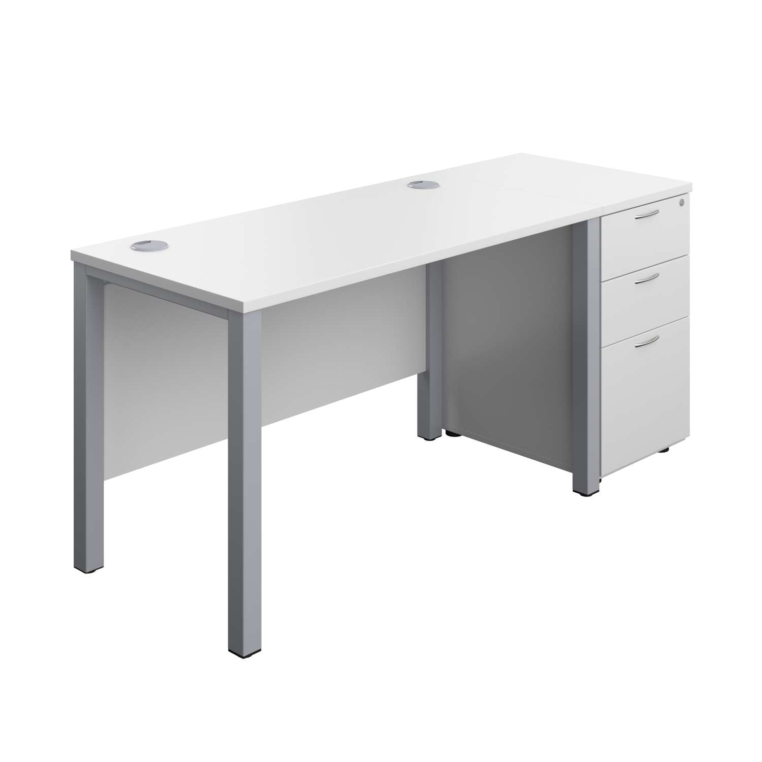 Goal Post Rectangular Desk + 3 Drawer Desk High Pedestal (FSC)