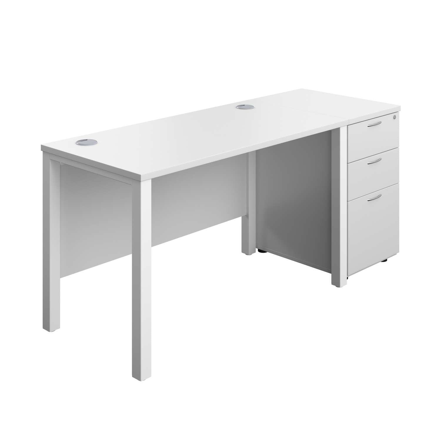 Goal Post Rectangular Desk + 3 Drawer Desk High Pedestal (FSC)