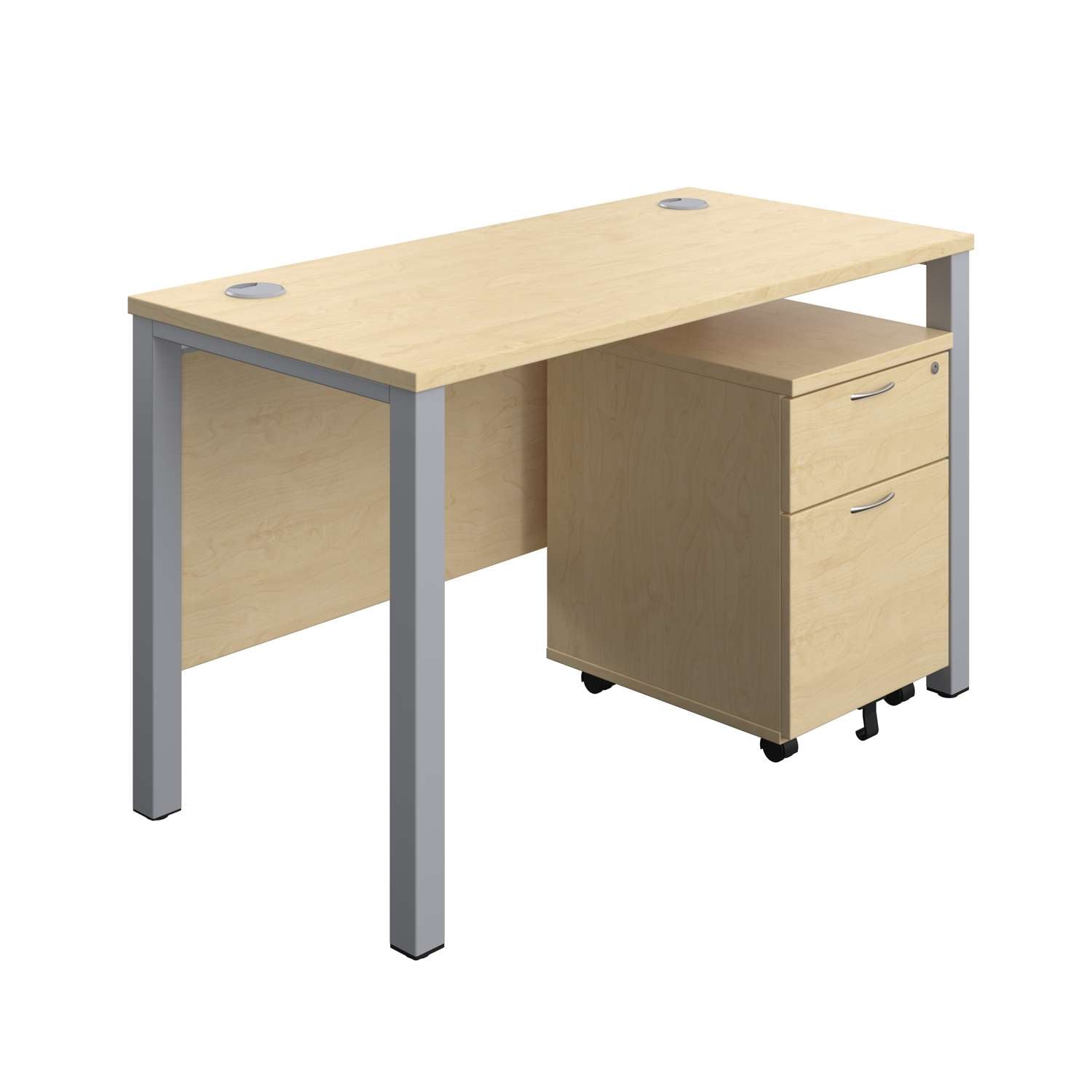 Goal Post Rectangular Desk + 2 Drawer Mobile Pedestal (FSC)