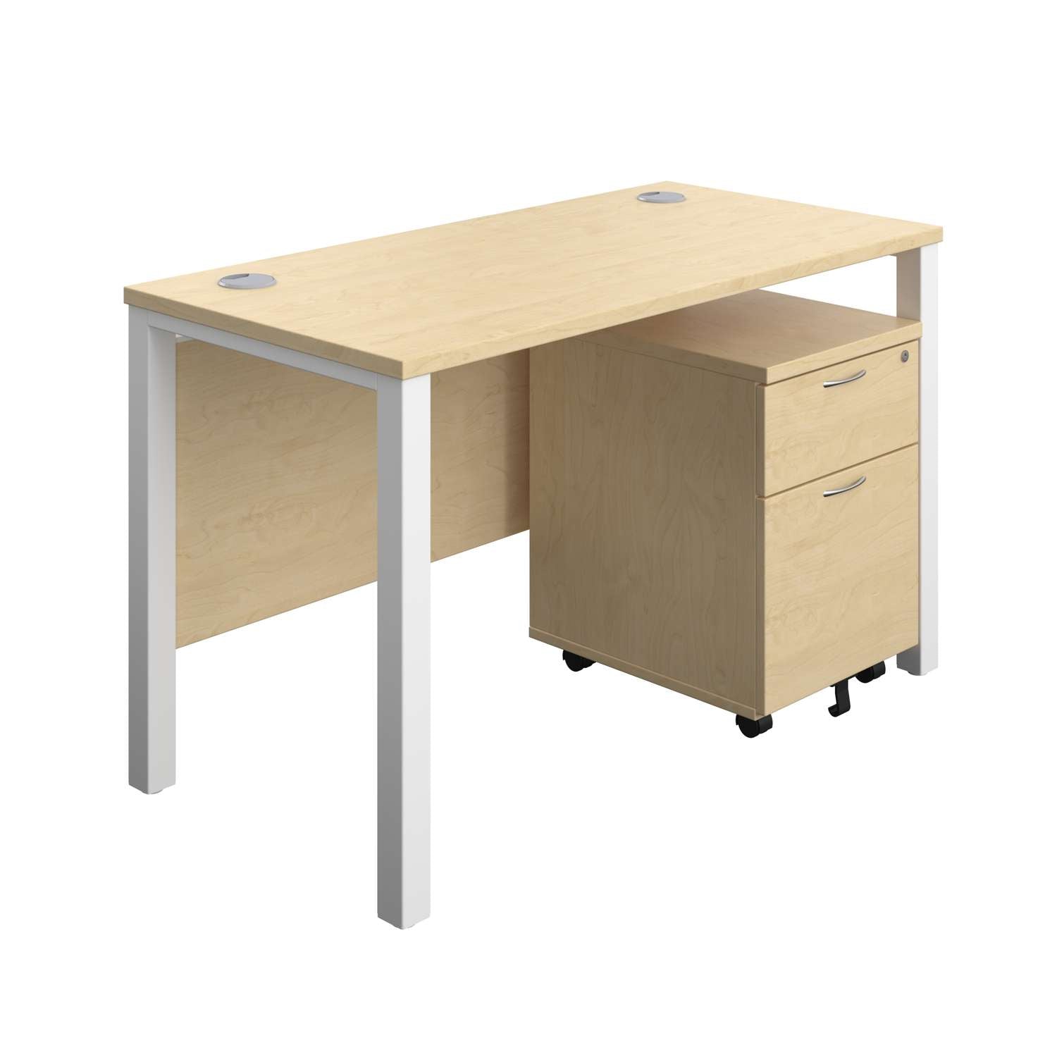 Goal Post Rectangular Desk + 2 Drawer Mobile Pedestal (FSC)