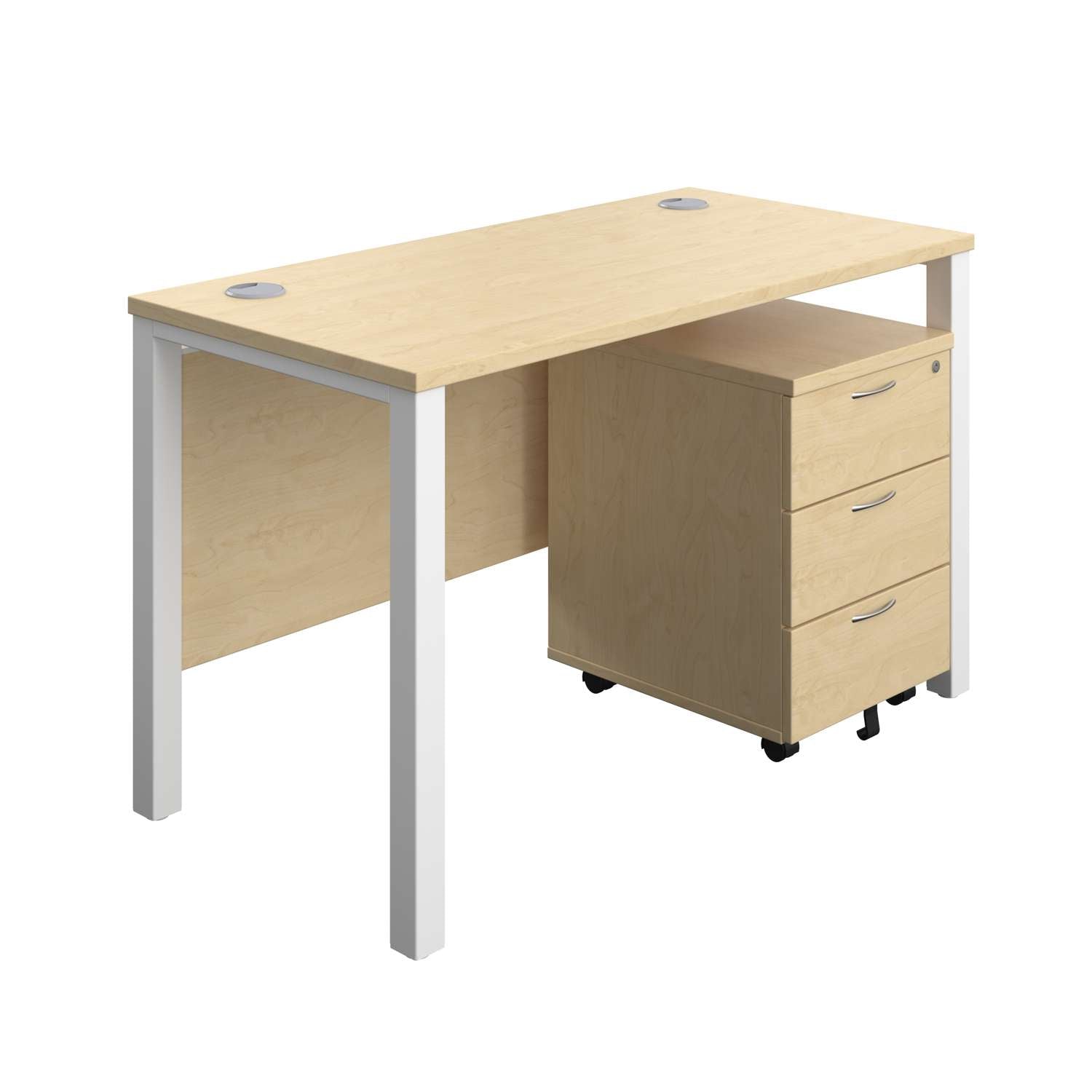 Goal Post Rectangular Desk + 3 Drawer Mobile Pedestal (FSC)