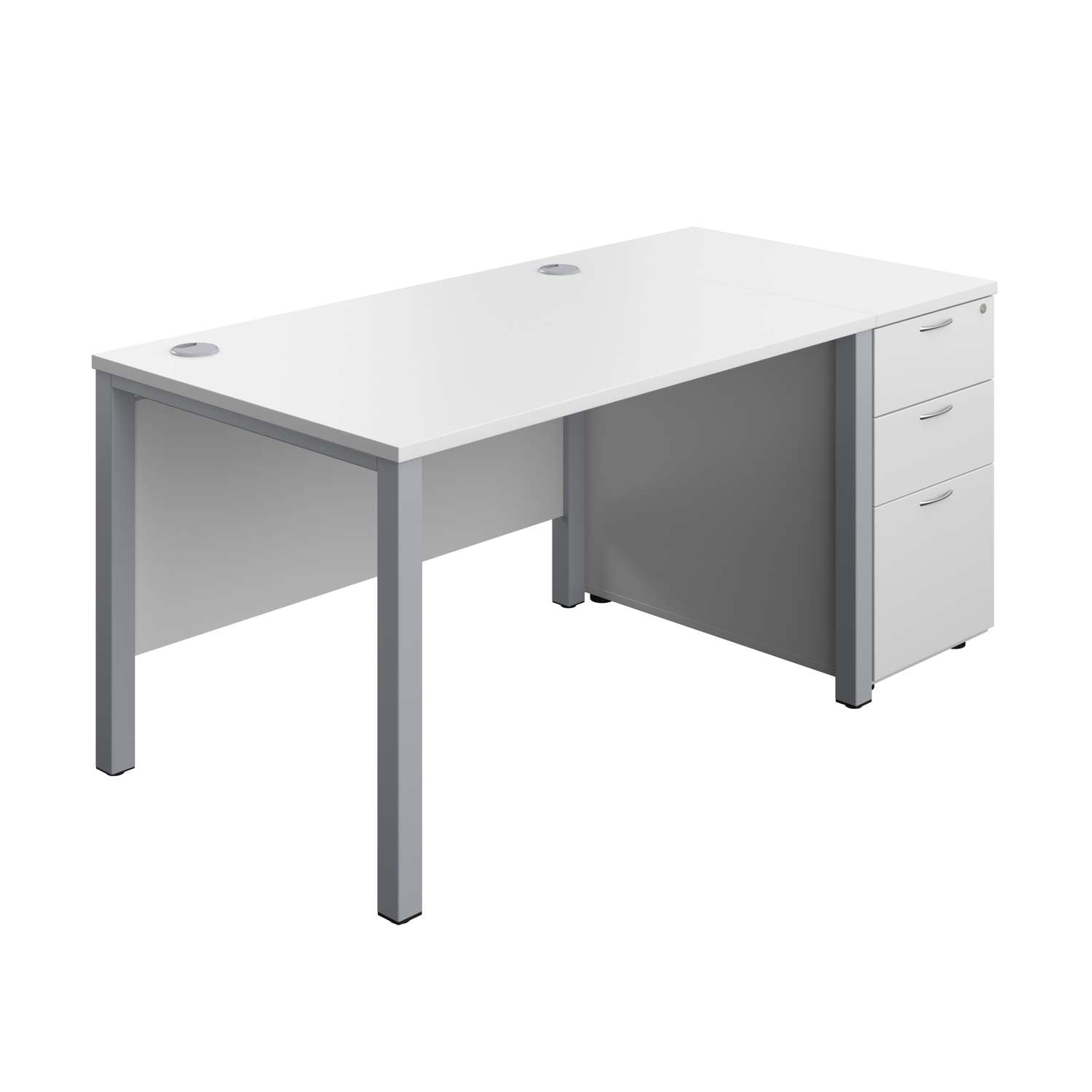 Goal Post Rectangular Desk + 3 Drawer Desk High Pedestal (FSC)