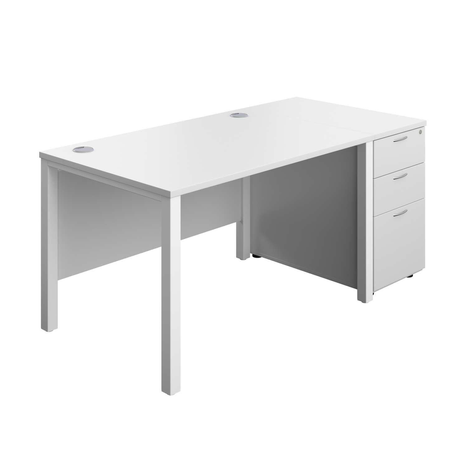 Goal Post Rectangular Desk + 3 Drawer Desk High Pedestal (FSC)