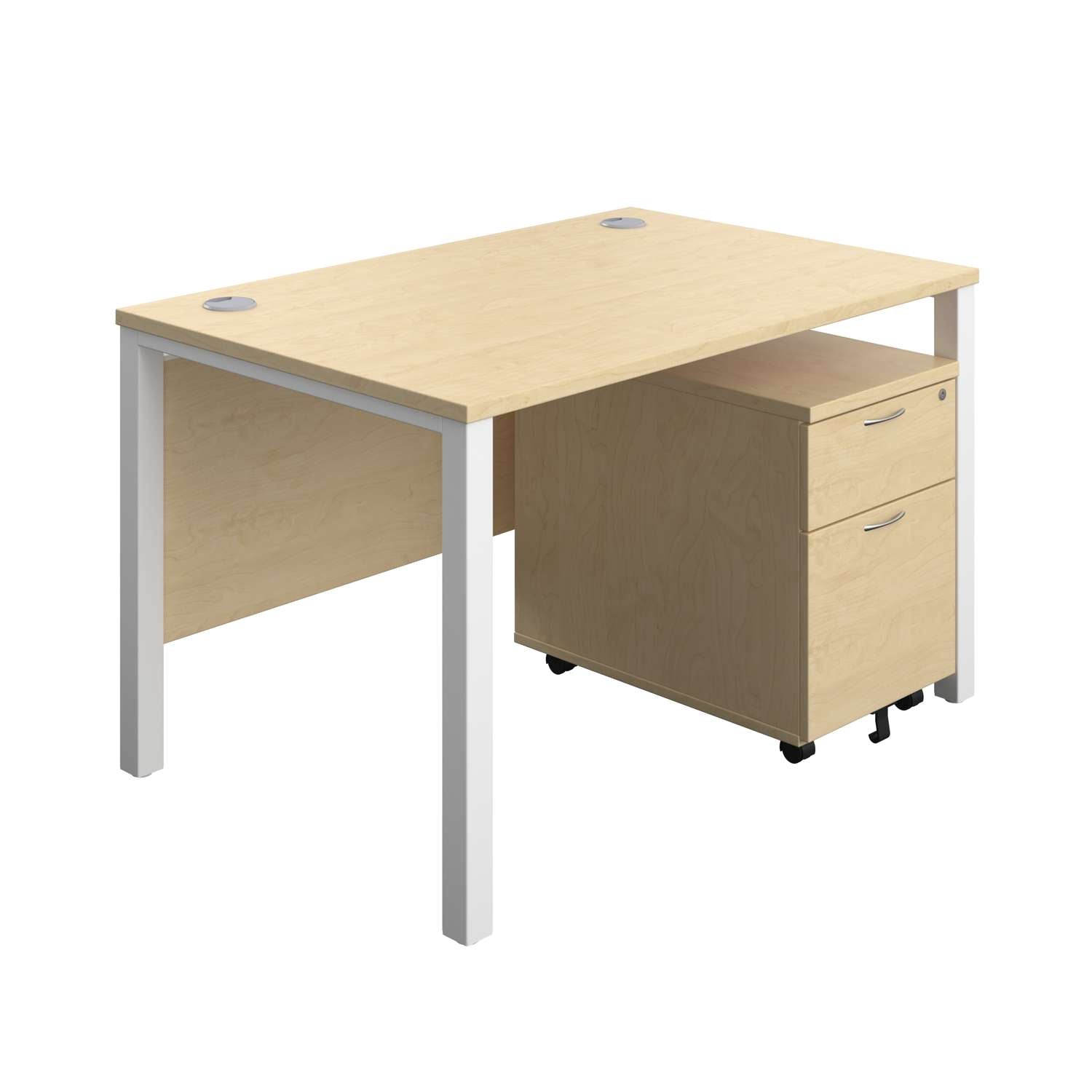 Goal Post Rectangular Desk + 2 Drawer Mobile Pedestal (FSC)