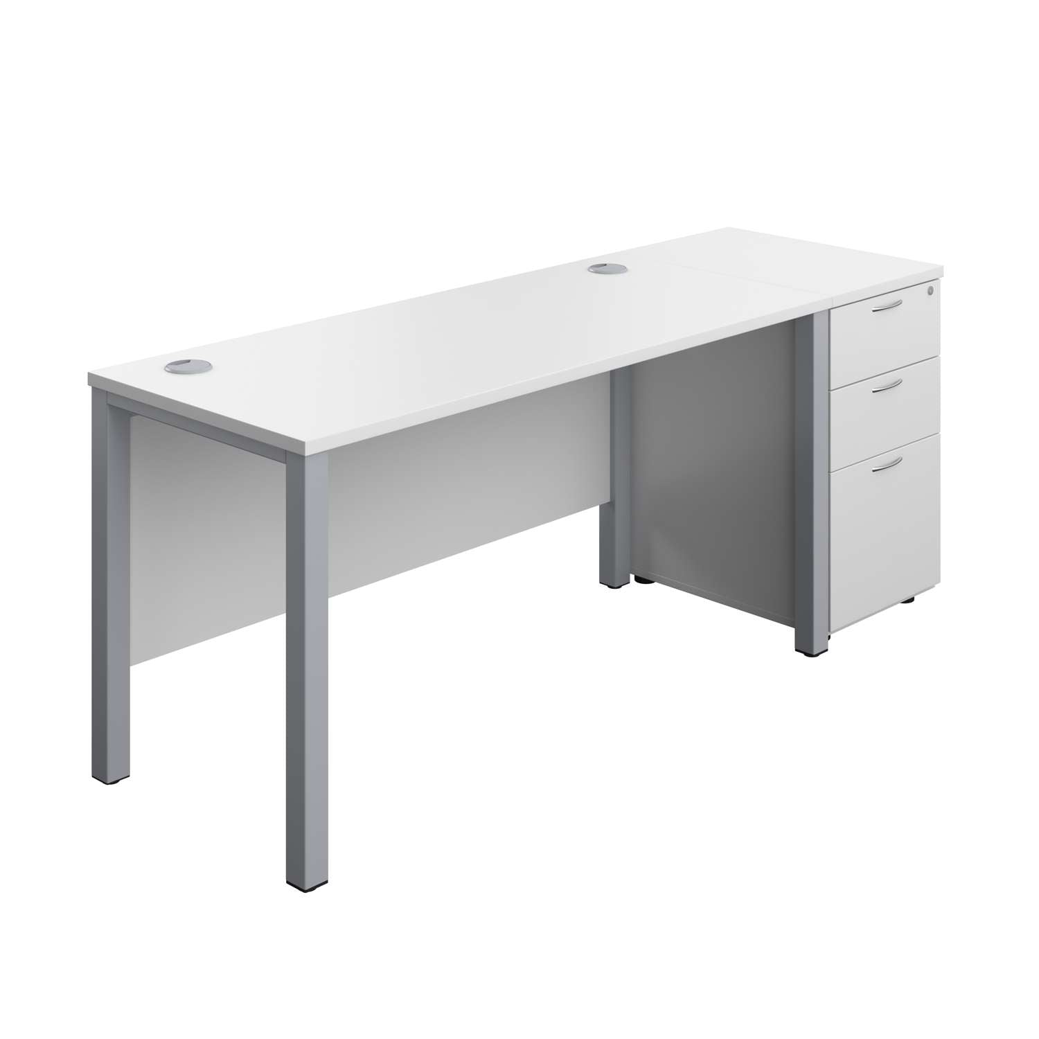 Goal Post Rectangular Desk + 3 Drawer Desk High Pedestal (FSC)