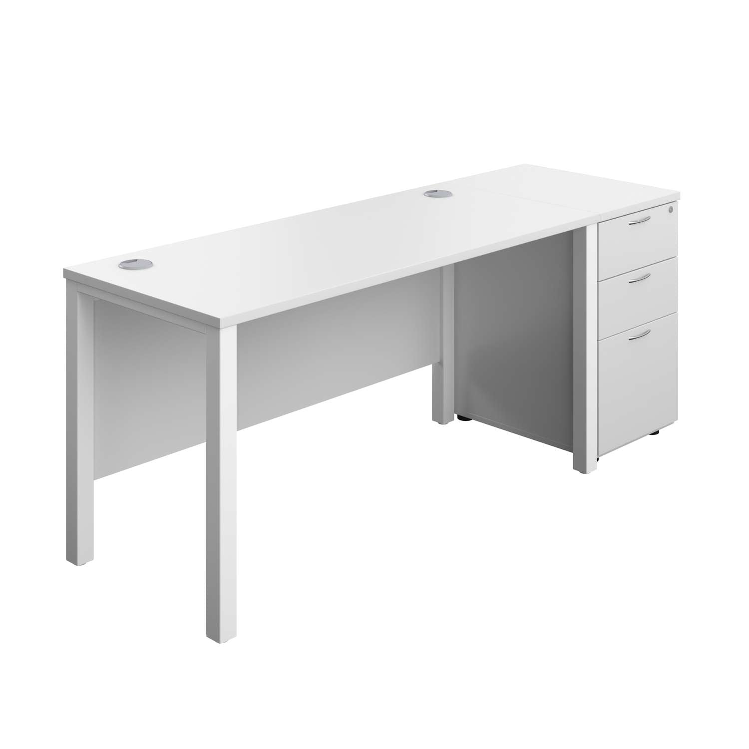 Goal Post Rectangular Desk + 3 Drawer Desk High Pedestal (FSC)