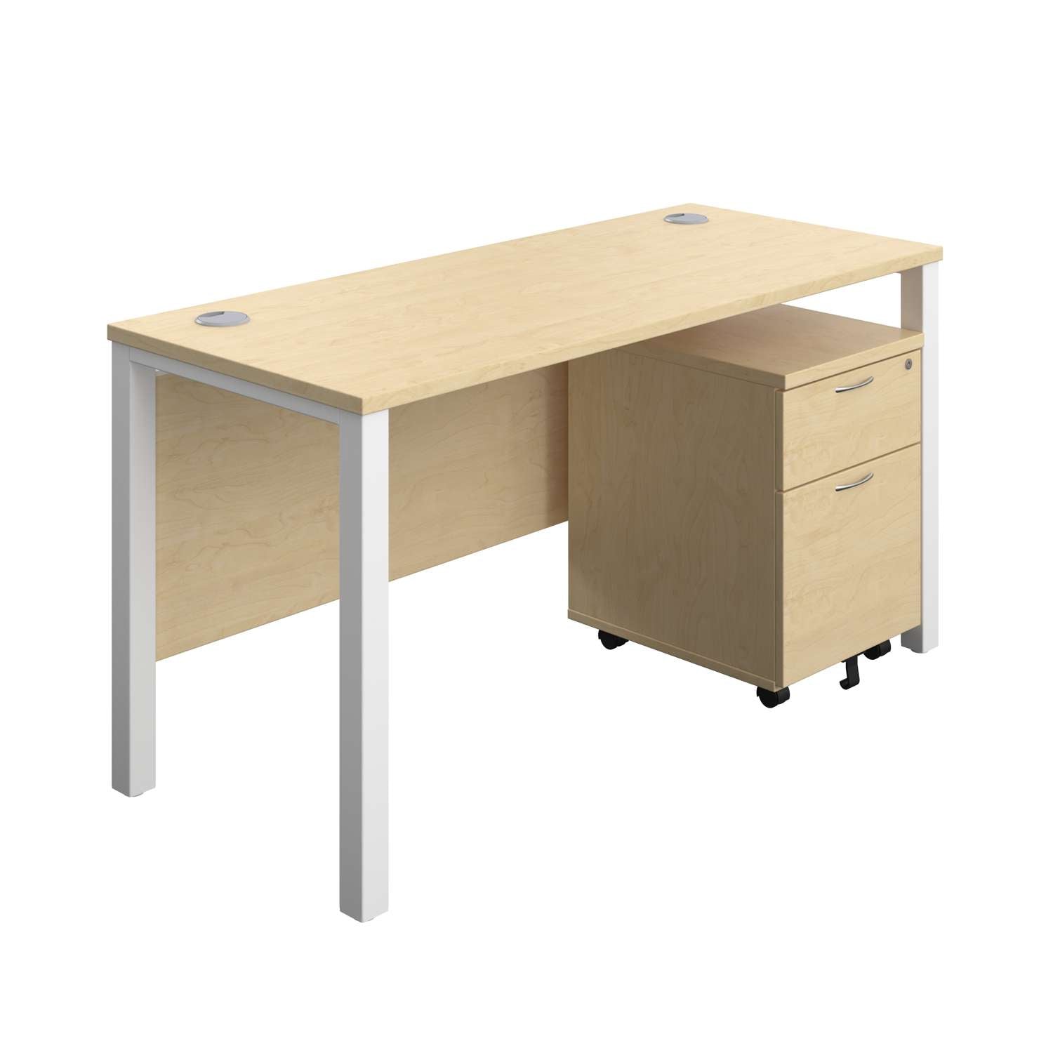 Goal Post Rectangular Desk + 2 Drawer Mobile Pedestal (FSC)