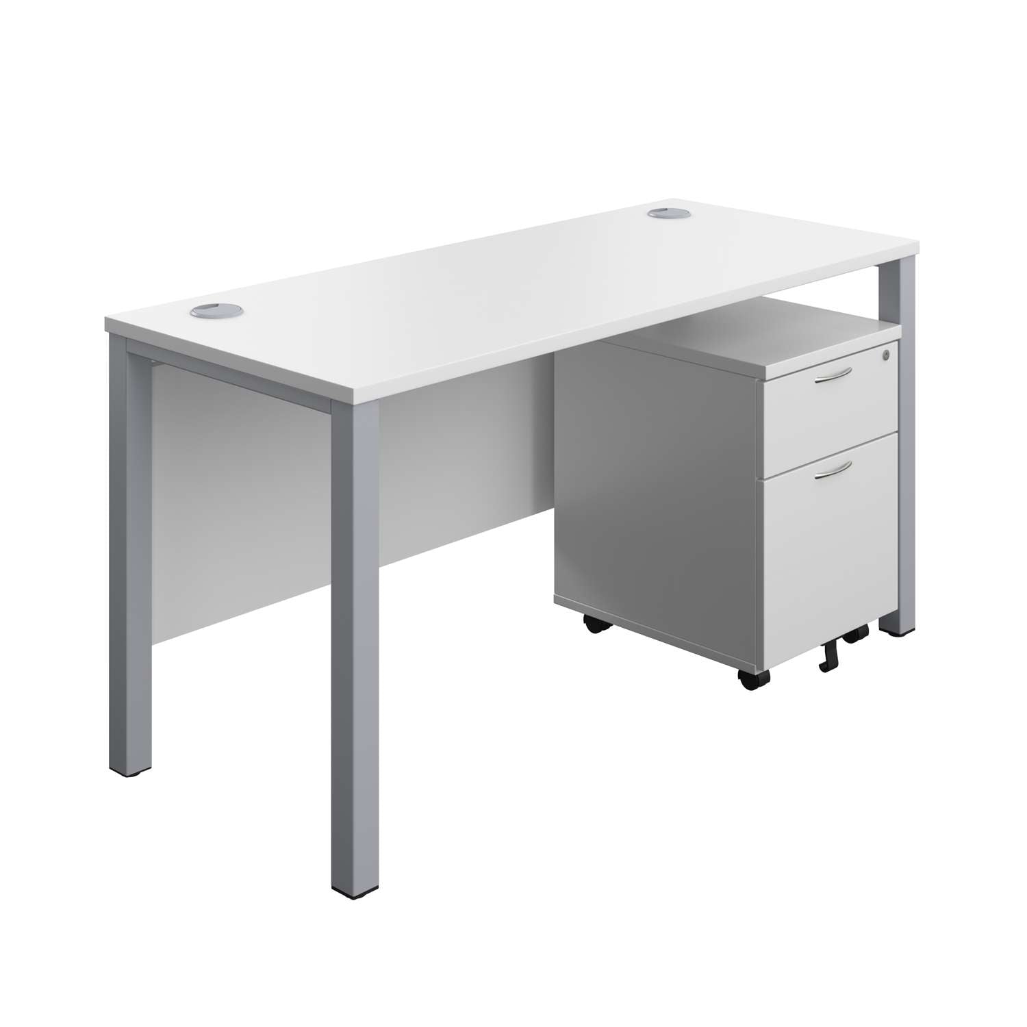 Goal Post Rectangular Desk + 2 Drawer Mobile Pedestal (FSC)