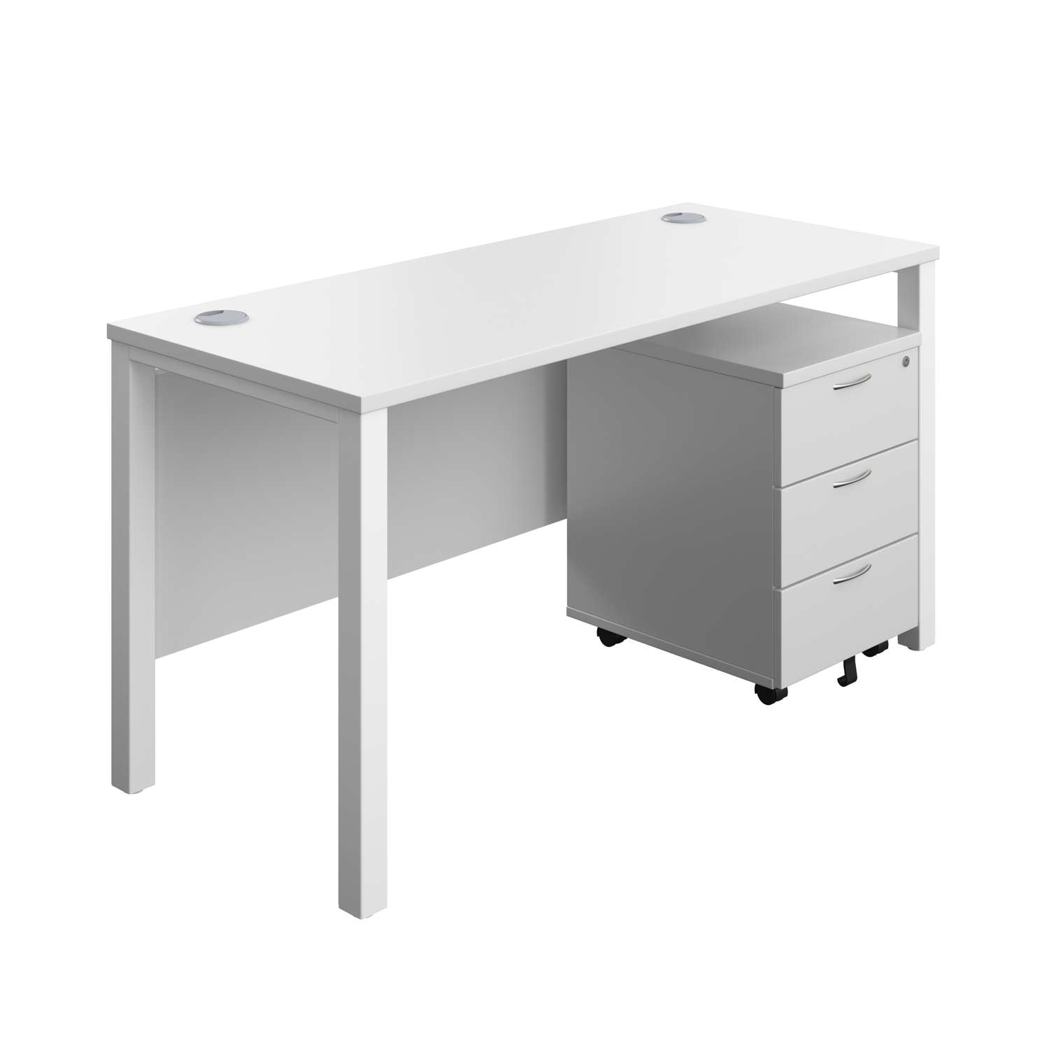 Goal Post Rectangular Desk + 3 Drawer Mobile Pedestal (FSC)