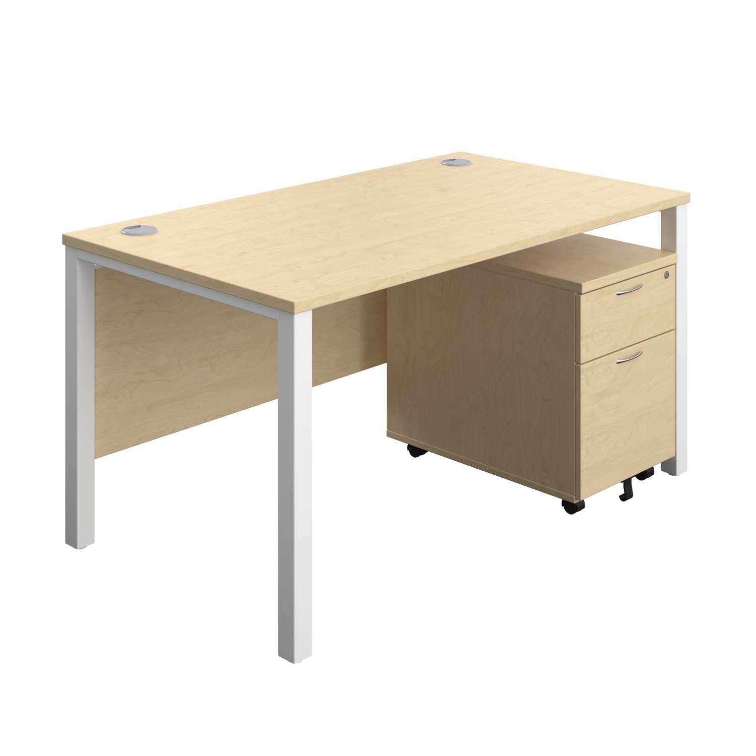 Goal Post Rectangular Desk + 2 Drawer Mobile Pedestal (FSC)