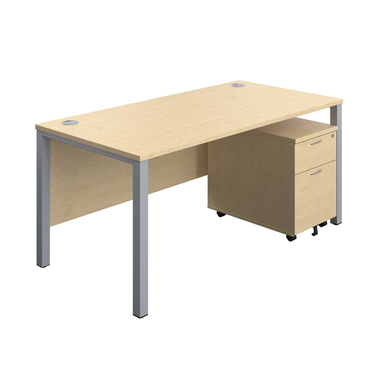 Goal Post Rectangular Desk + 2 Drawer Mobile Pedestal (FSC)