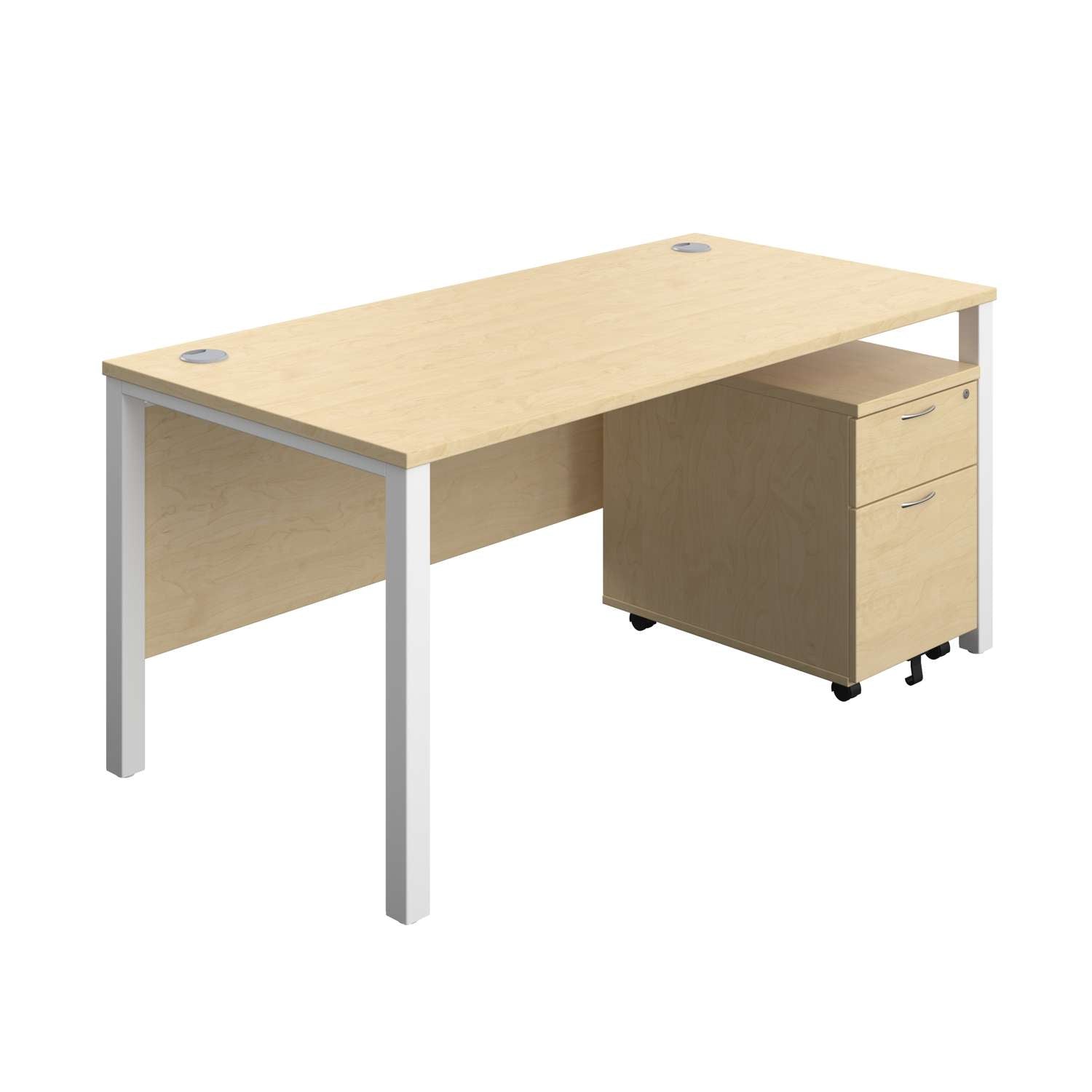 Goal Post Rectangular Desk + 2 Drawer Mobile Pedestal (FSC)