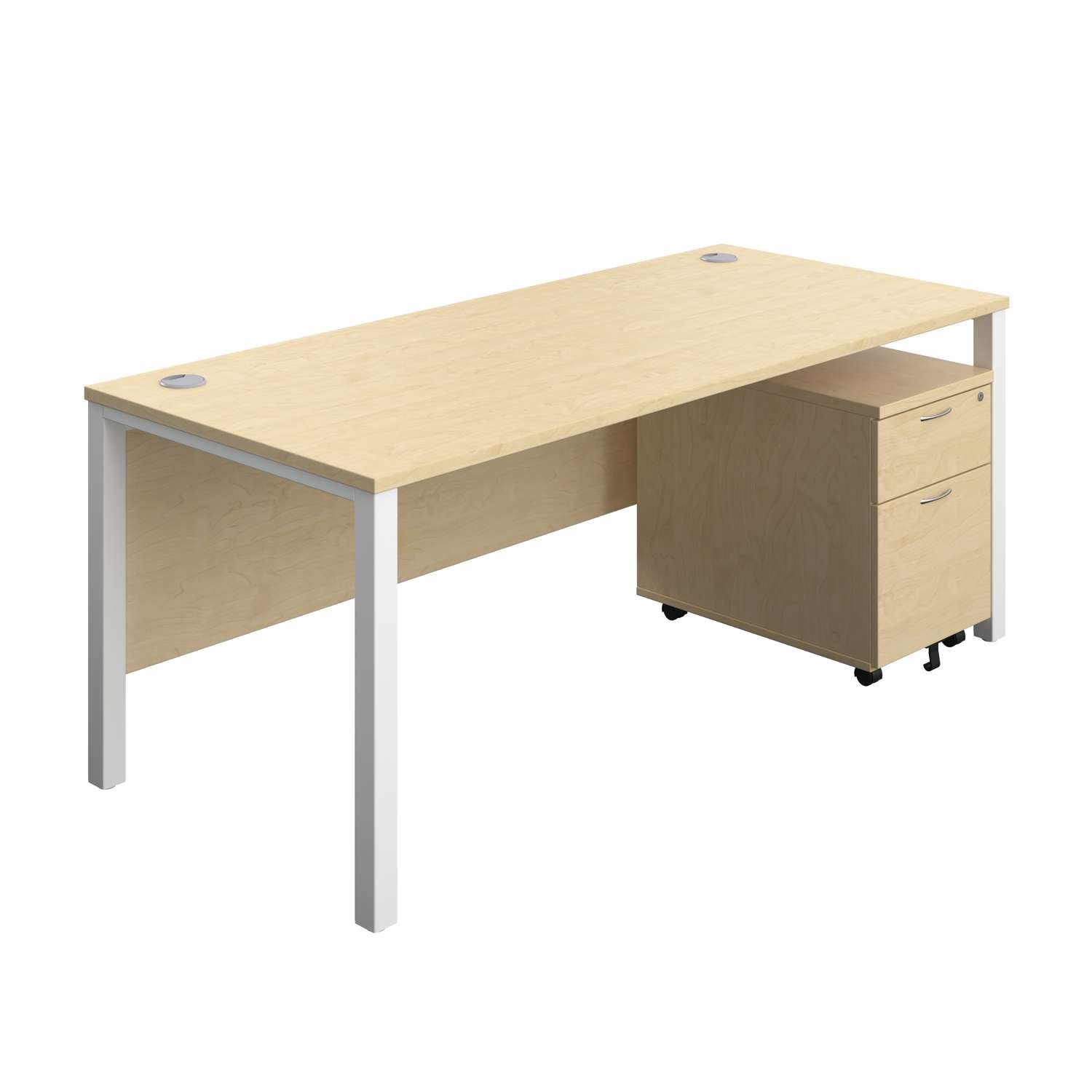 Goal Post Rectangular Desk + 2 Drawer Mobile Pedestal (FSC)