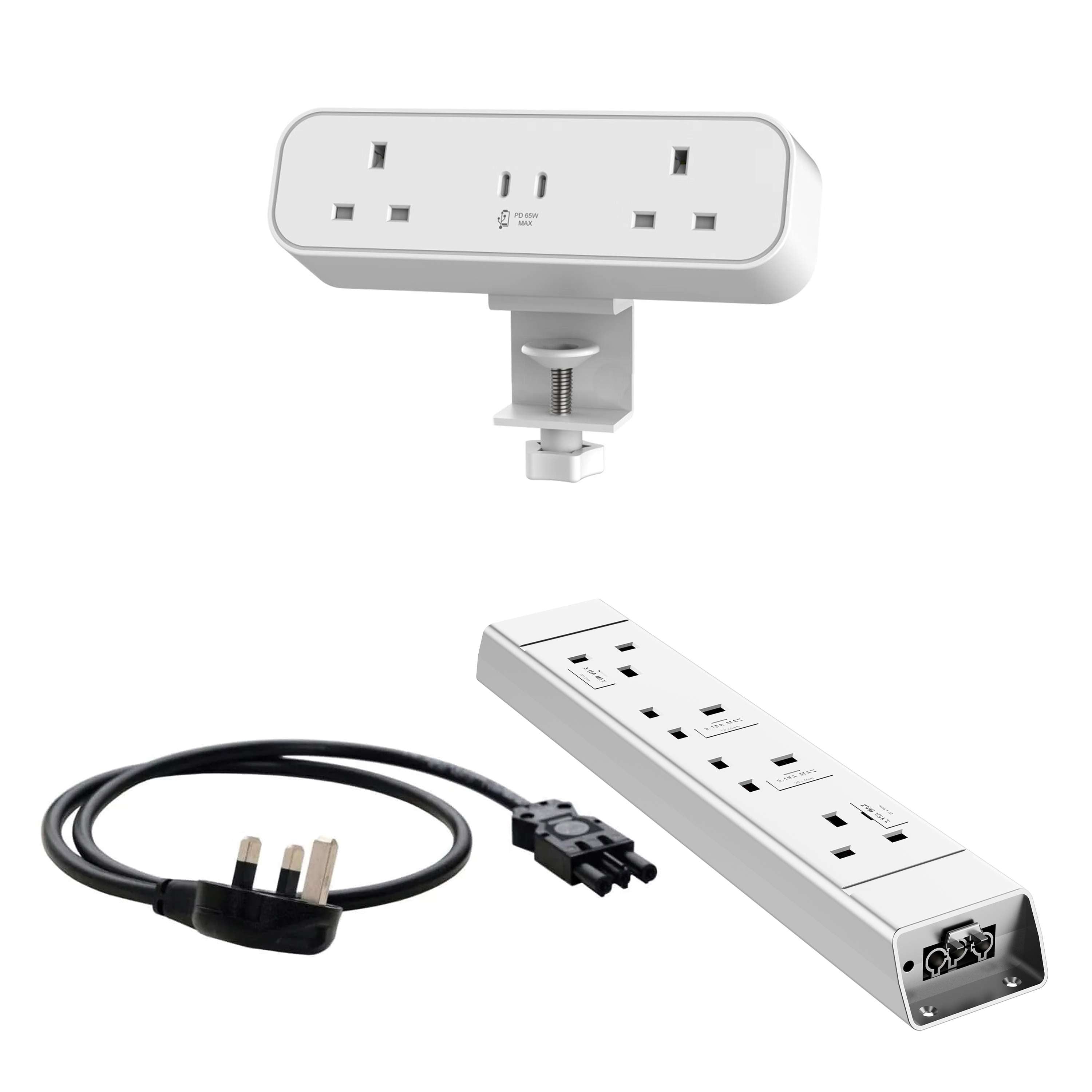 Malmo On Desk Power Bundle White