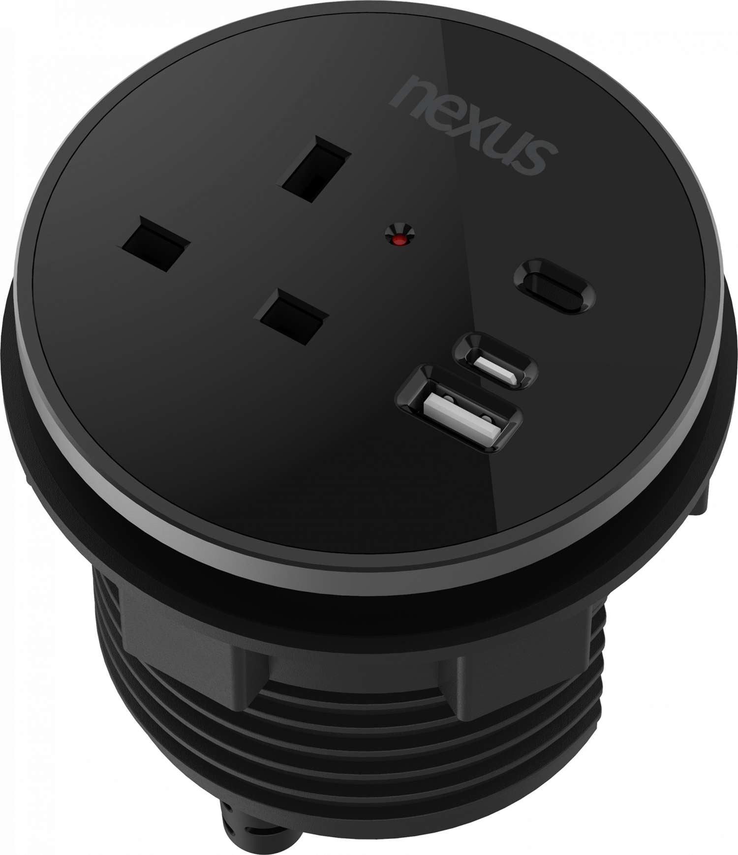 Circular In-Desk Power Module: 1 Outlet: 30W USB-C, 27W USB-A, USB-C Blank