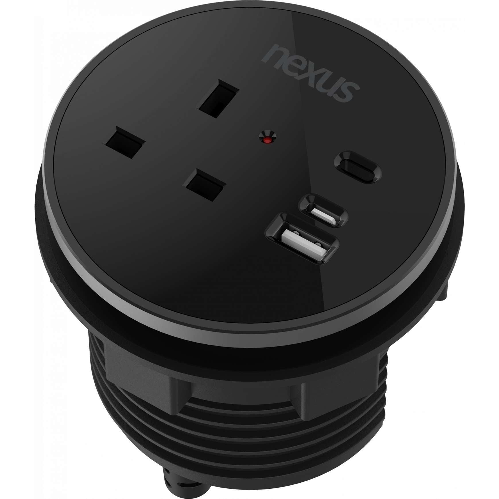 Circular In-Desk Power Module: 1 Outlet: 30W USB-C, 27W USB-A, USB-C Blank