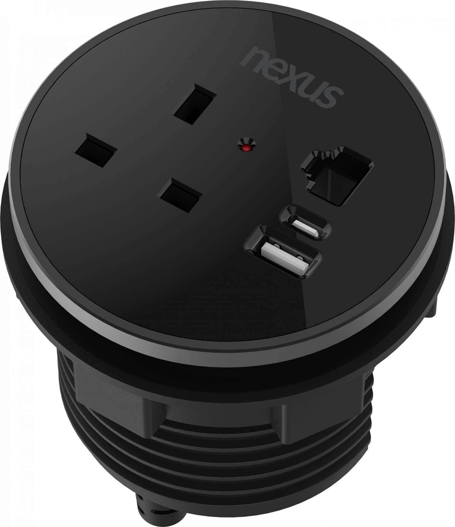 Circular In-Desk Power Module: 1 Outlet: 30W USB-C, 27W USB-A, RJ45 Blank