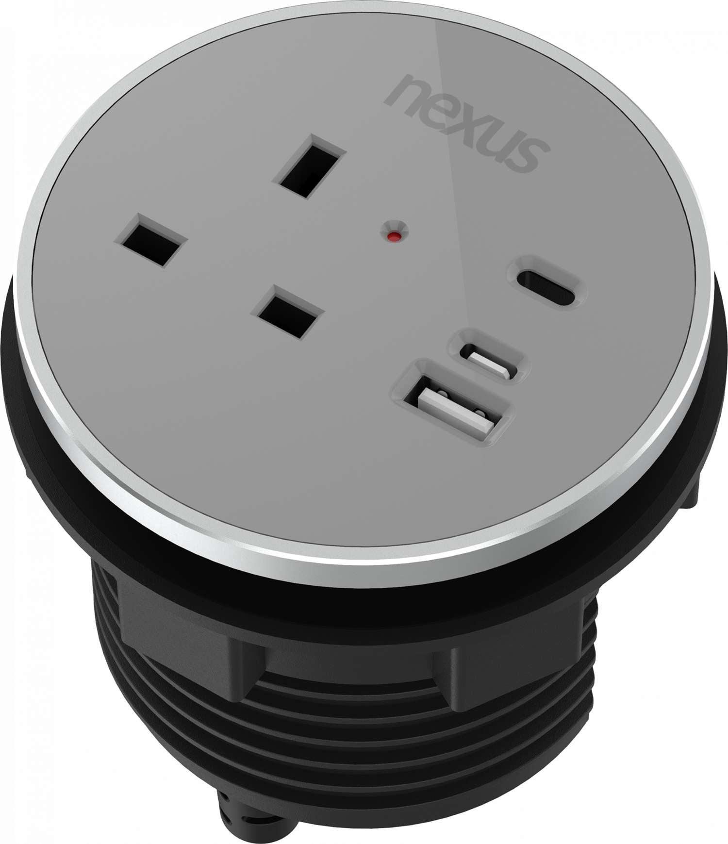 Circular In-Desk Power Module: 1 Outlet: 30W USB-C, 27W USB-A, USB-C Blank