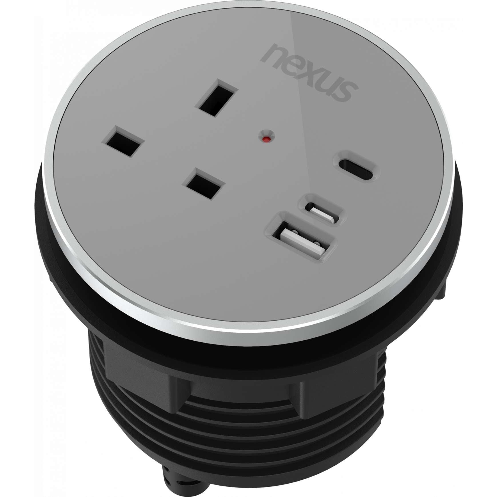 Circular In-Desk Power Module: 1 Outlet: 30W USB-C, 27W USB-A, USB-C Blank