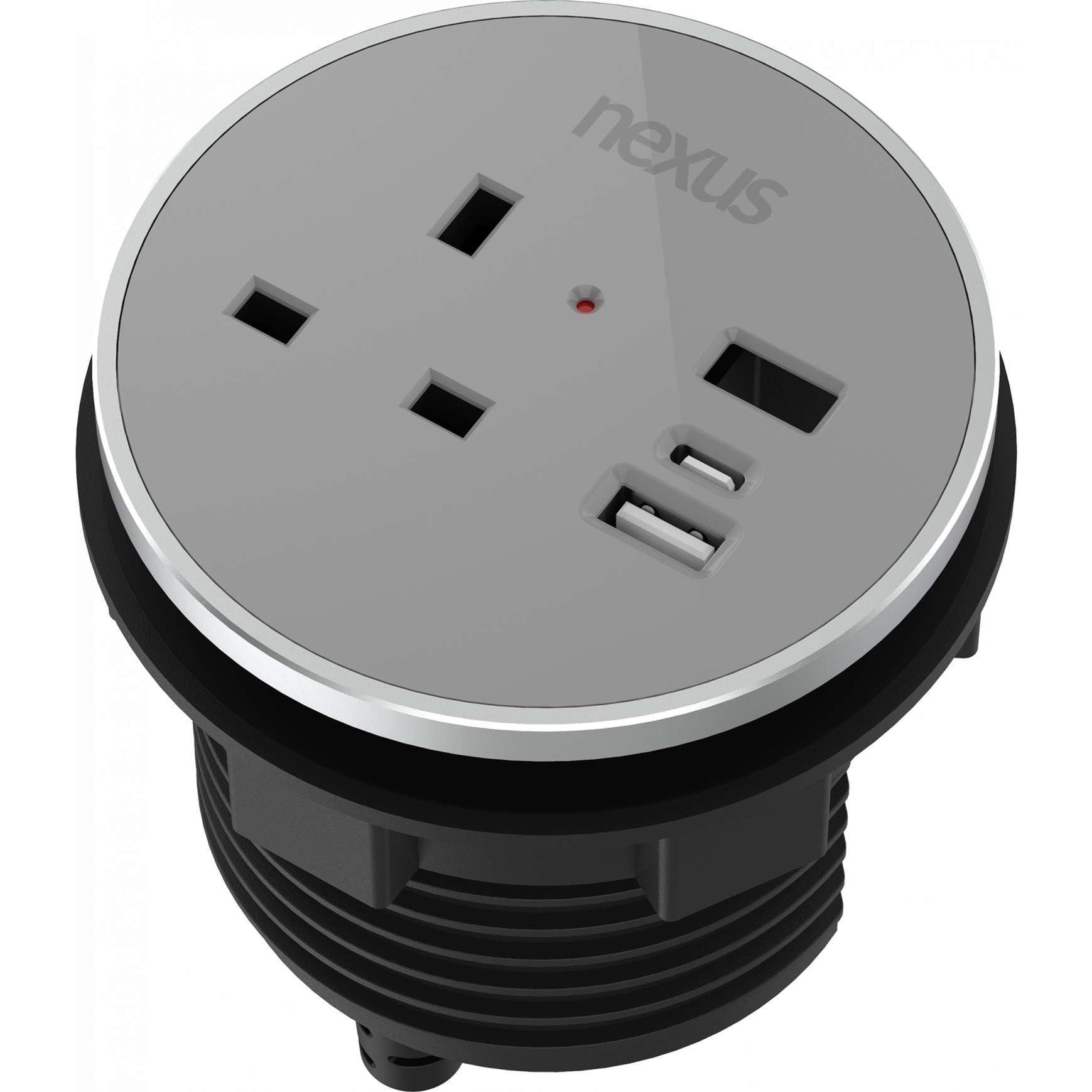 Circular In-Desk Power Module: 1 Outlet: 30W USB-C, 27W USB-A, USB-A Blank